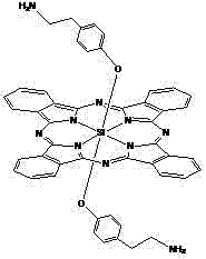 Silicon phthalocyanine axially modified by aminoethyl phenoxyl and polyethylene glycol oligomer