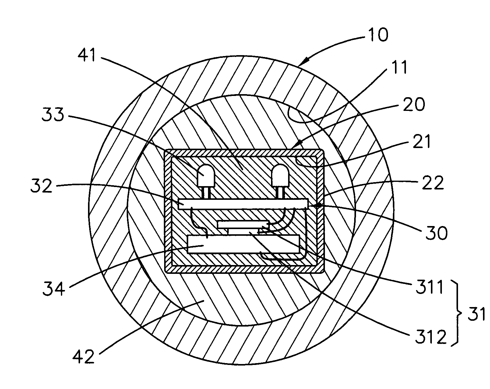 Acoustic wave induced light emitting golf ball