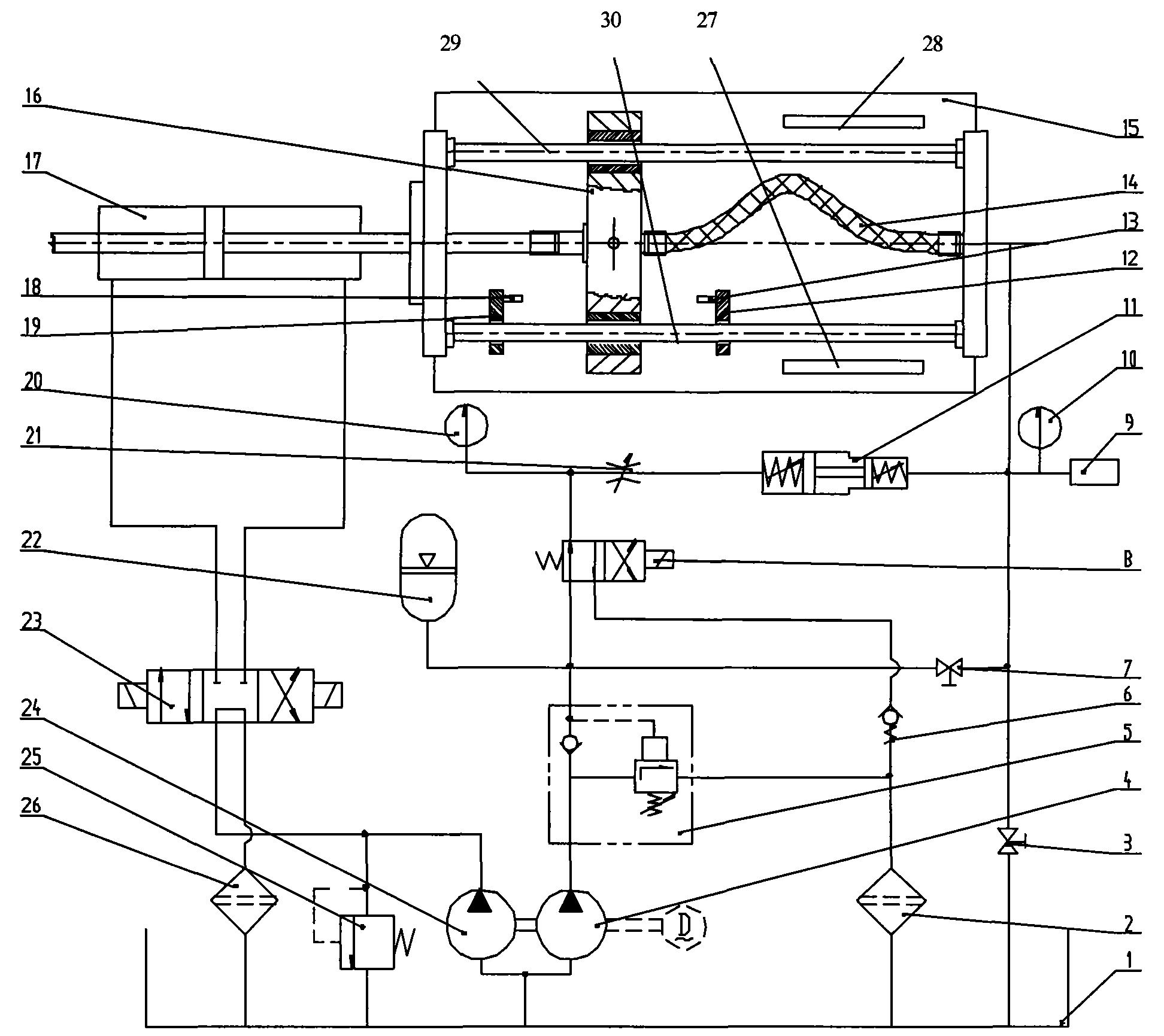 Hydraulic hose performance test experiment table