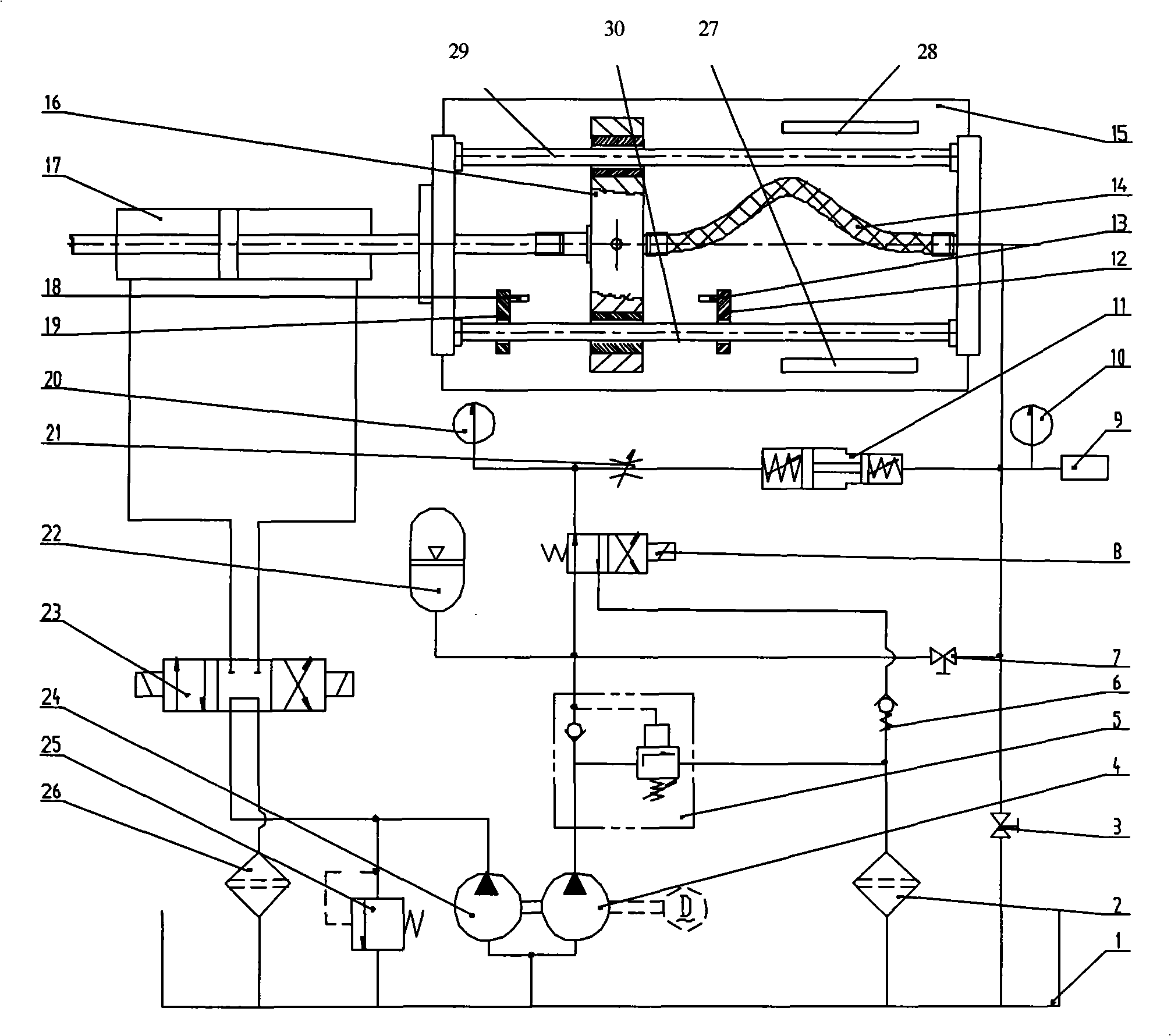 Hydraulic hose performance test experiment table