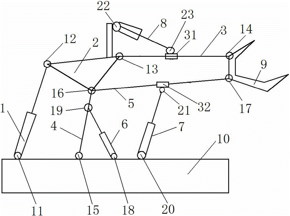 Excavator provided with movable arm double-support structure