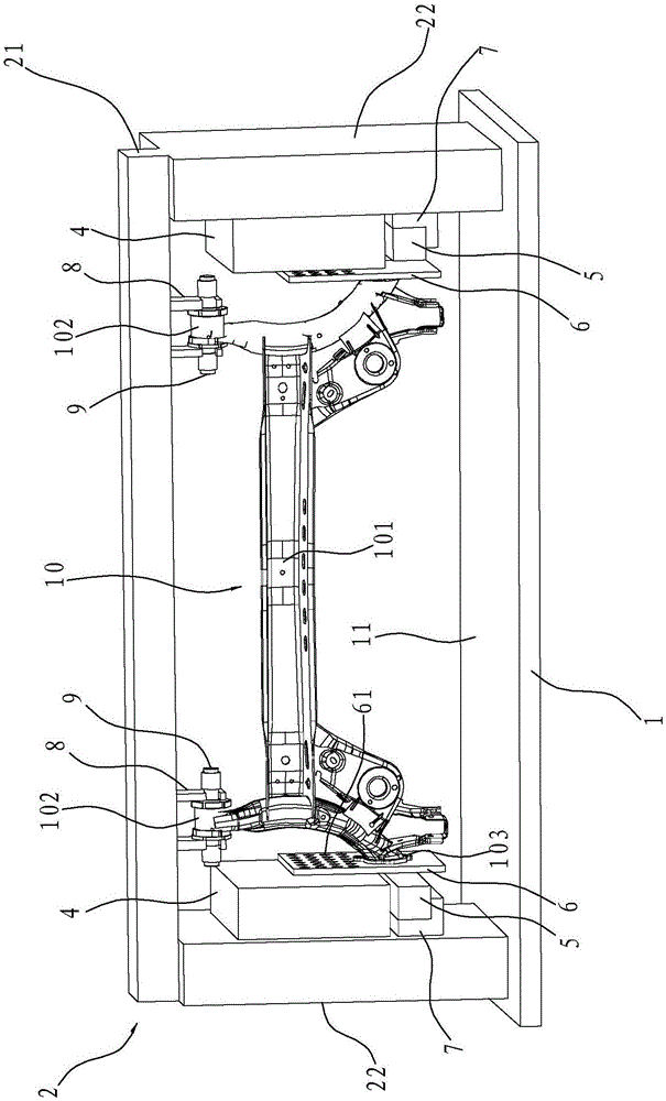 Automobile torsion beam back bridge fatigue test device