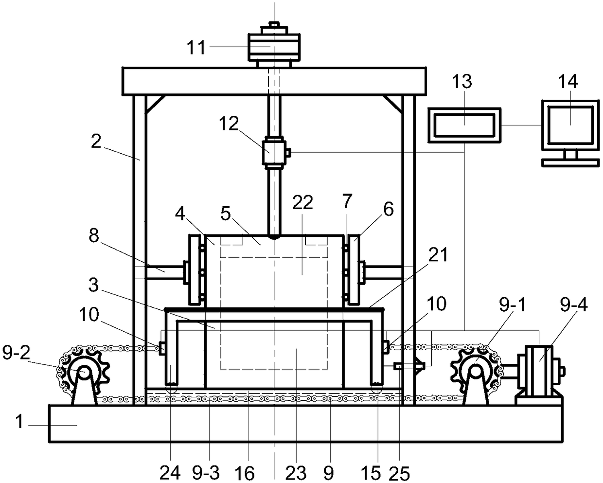 Device and method for testing double contact cyclic shear of flexibly-tensioned geomembrane and soil