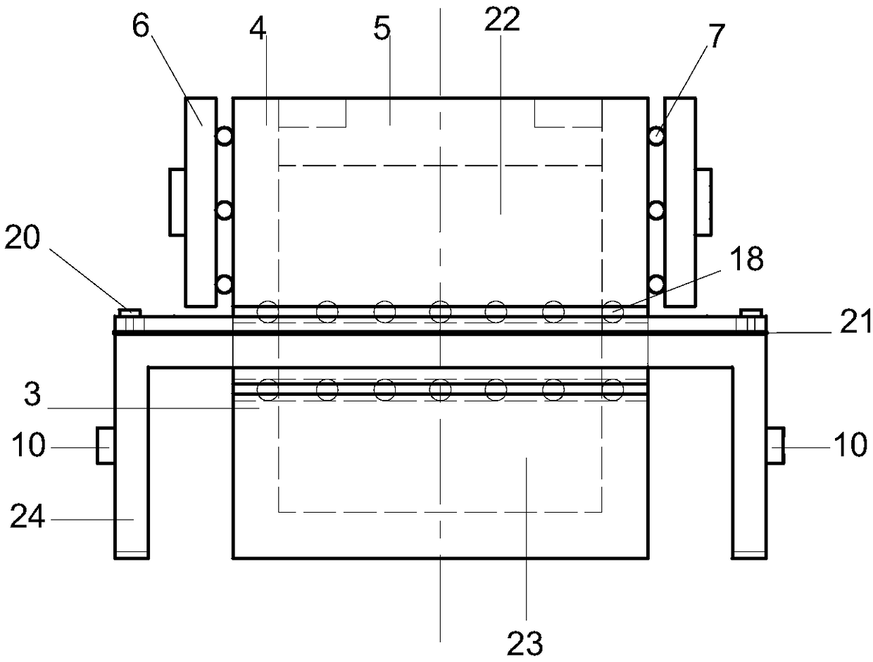 Device and method for testing double contact cyclic shear of flexibly-tensioned geomembrane and soil