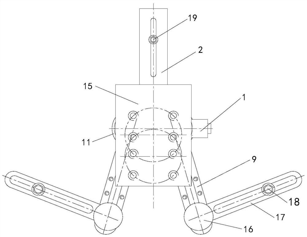 A three-finger dexterous end effector in the palm of a three-motor-driven tandem mechanism