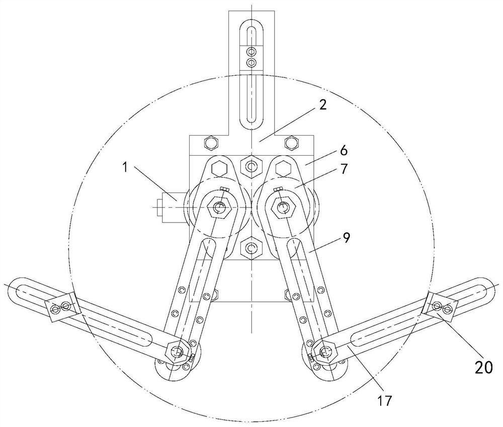 A three-finger dexterous end effector in the palm of a three-motor-driven tandem mechanism