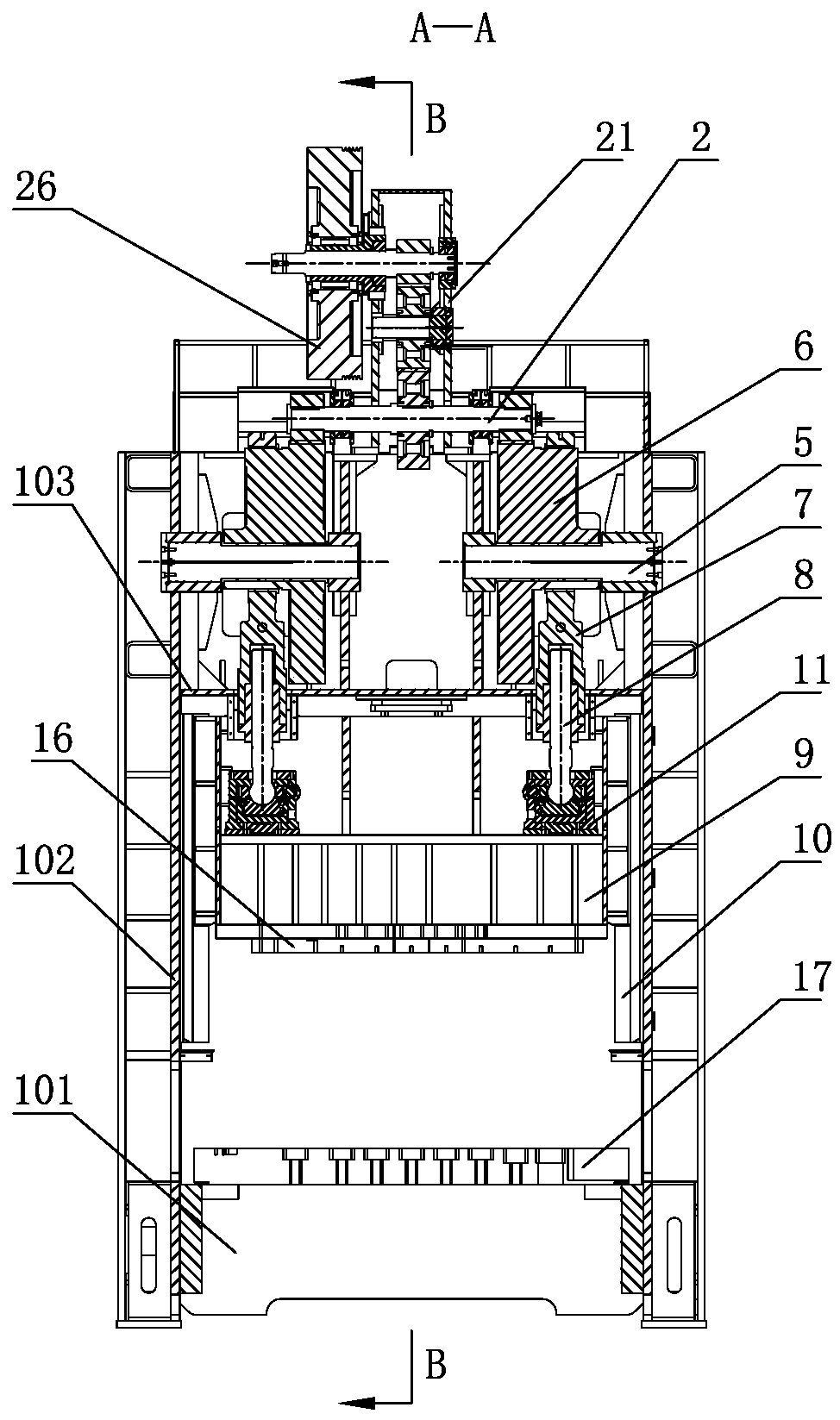 A large-stroke multi-station stretching press