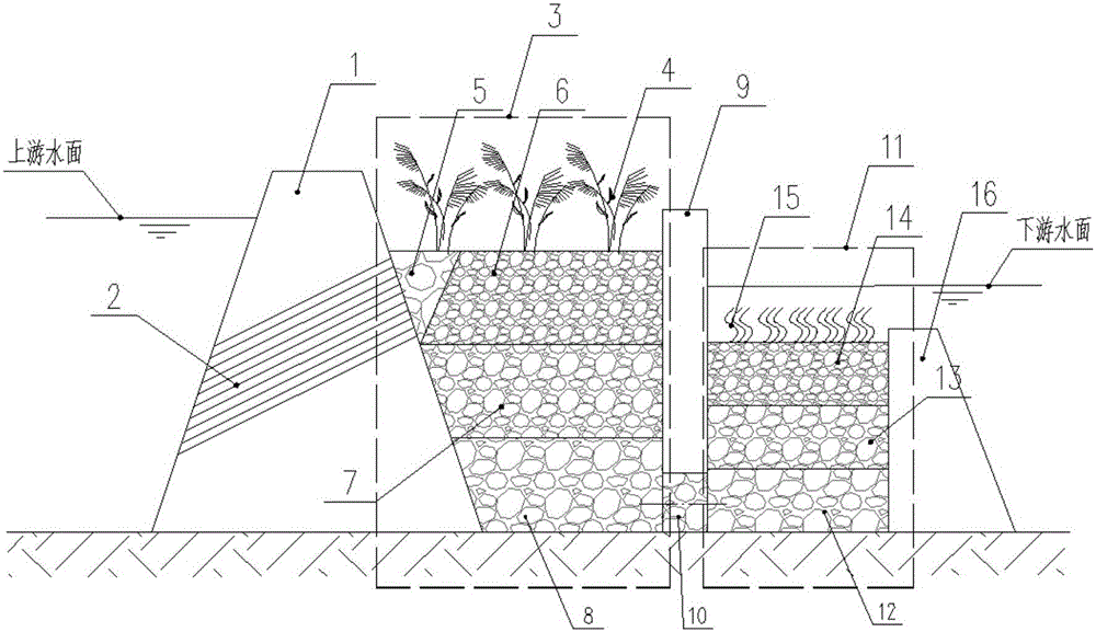 Anti-blocking baffling type percolation dam