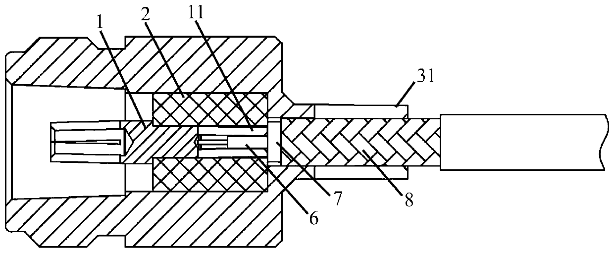 Radio-frequency connector joint and radio-frequency connector