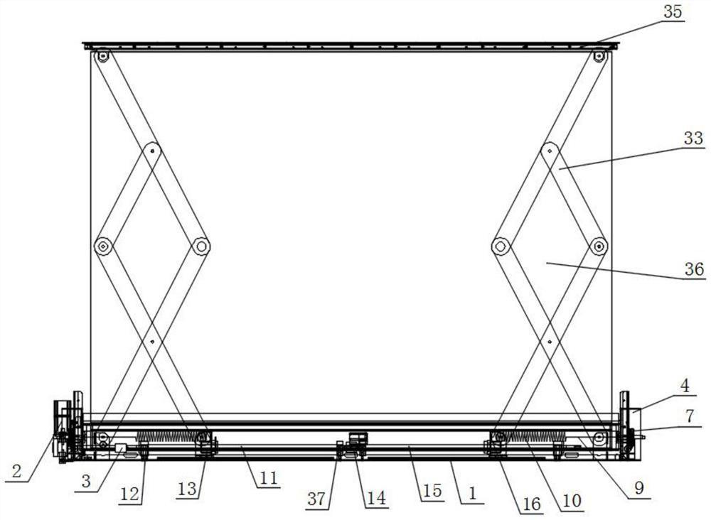 Spring curtain lifting and collecting mechanism