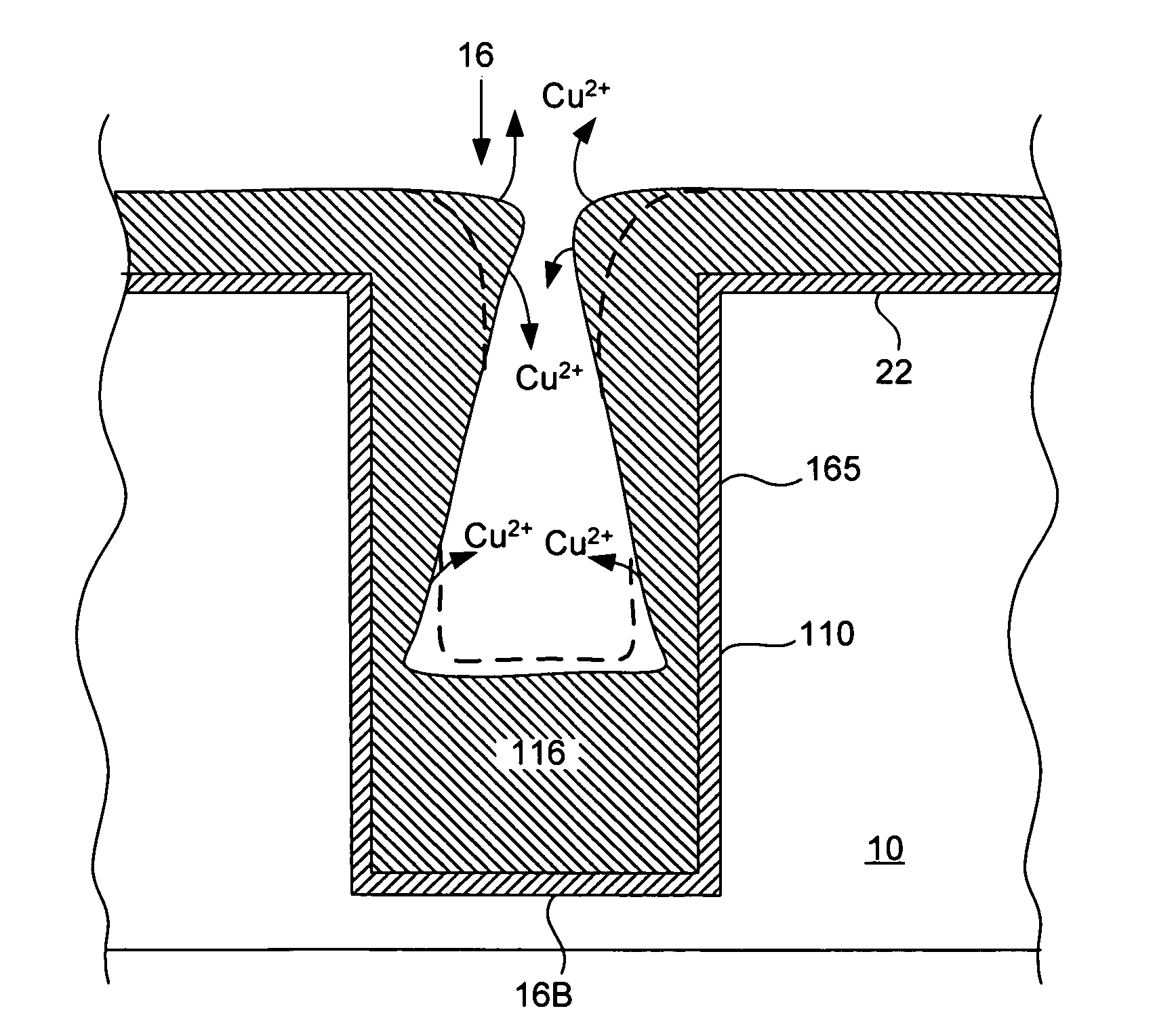 Process for electroplating metals into microscopic recessed features