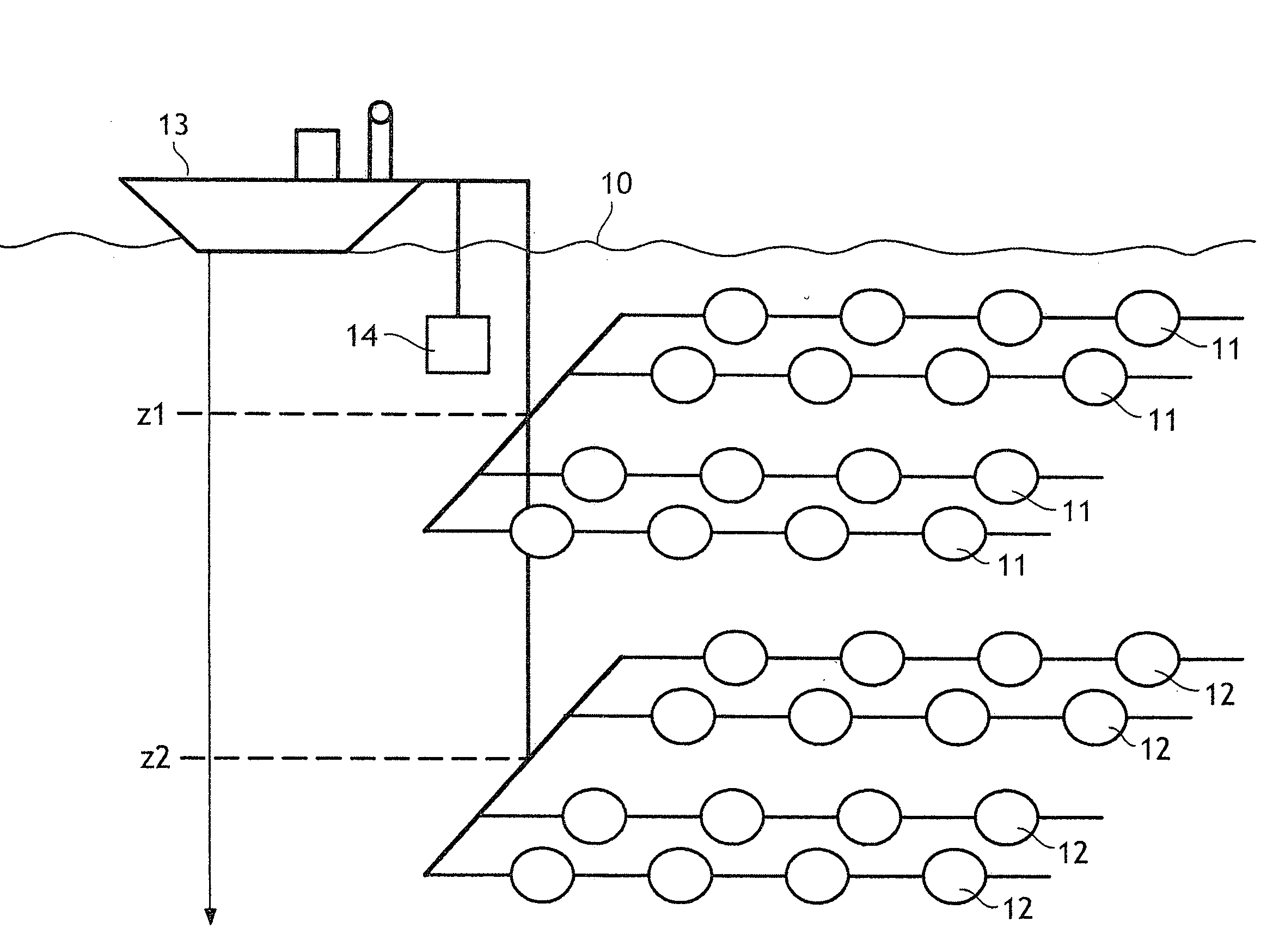 Seismic exploration process enabling the suppression of ghosts due to reflections at the water surface, and process for processing seismic data in order to suppress these ghosts