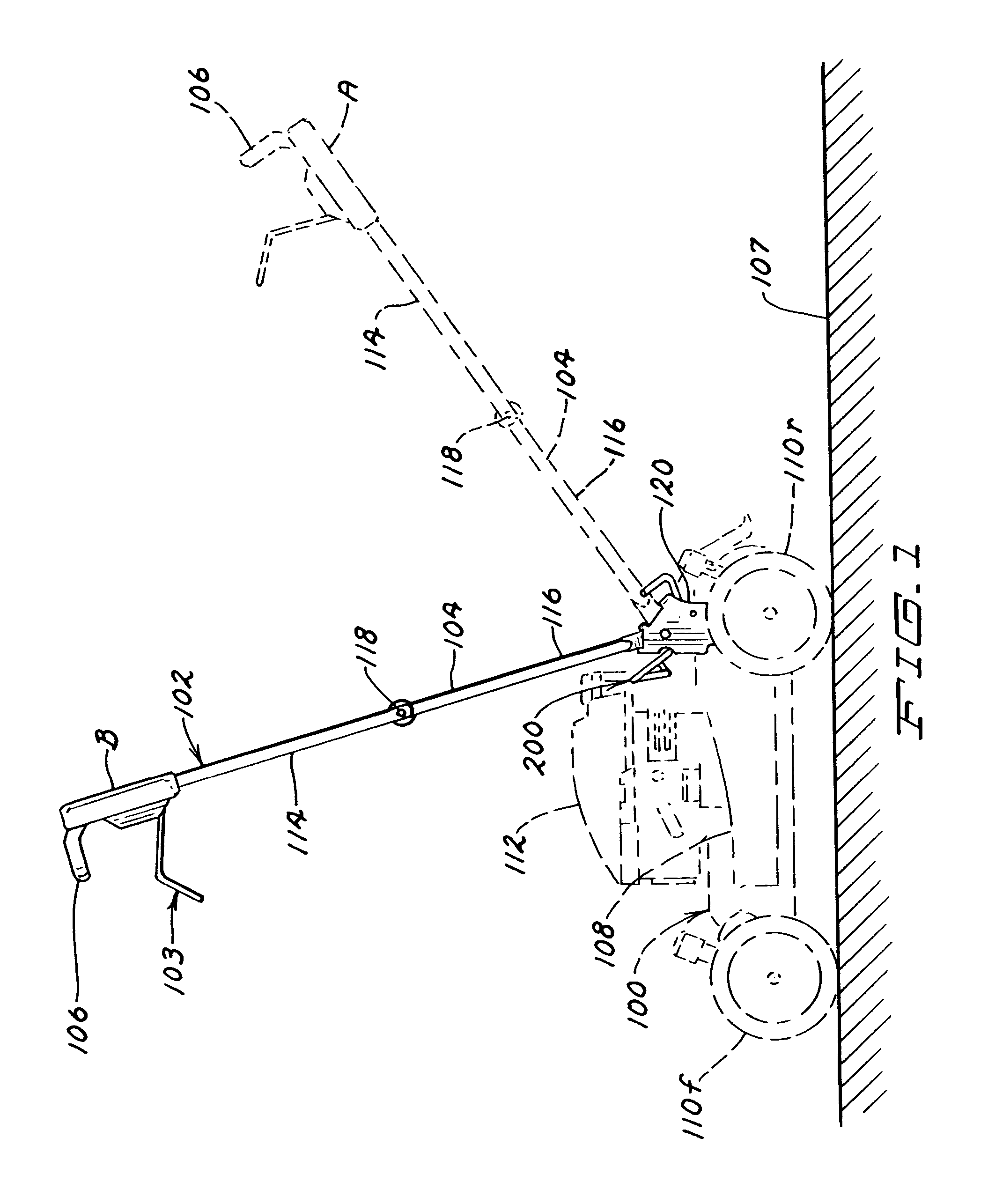 Walk-behind implement and handle assembly release apparatus for use with same