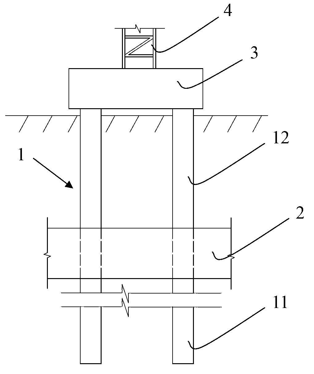 Laminate type high-rise platform pile tower crane foundation and construction method