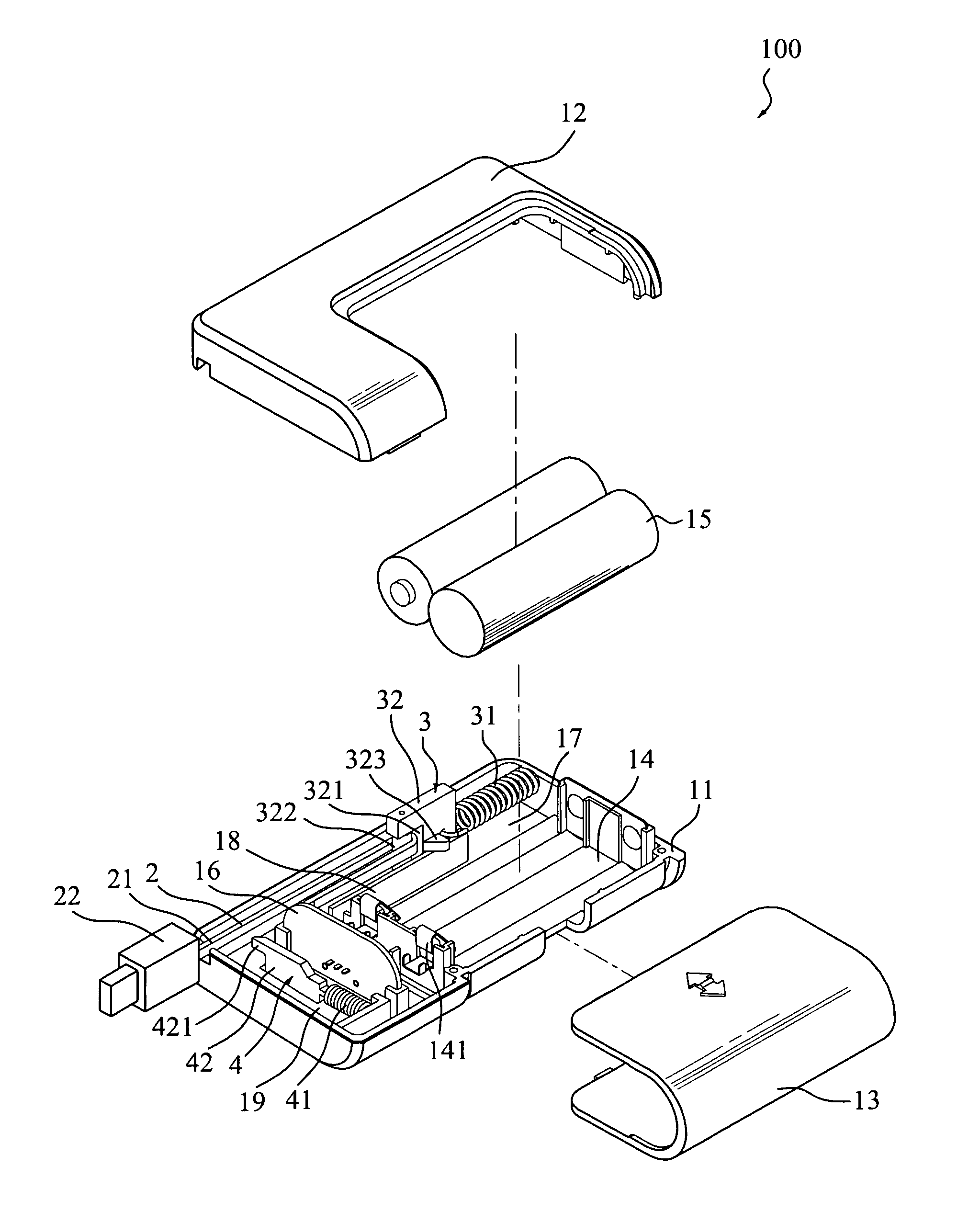 Portable power supply module with automatic winding mechanism