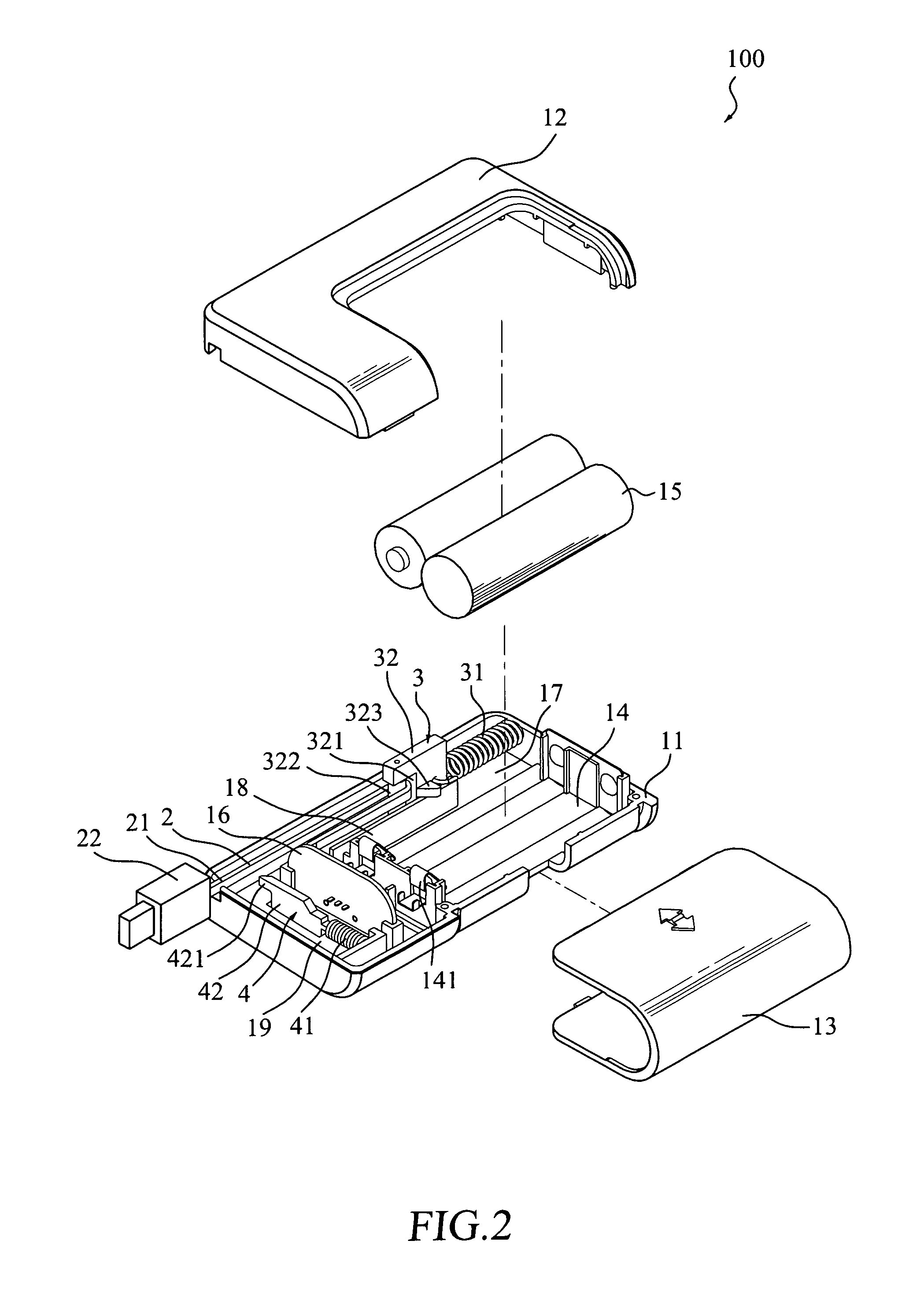 Portable power supply module with automatic winding mechanism