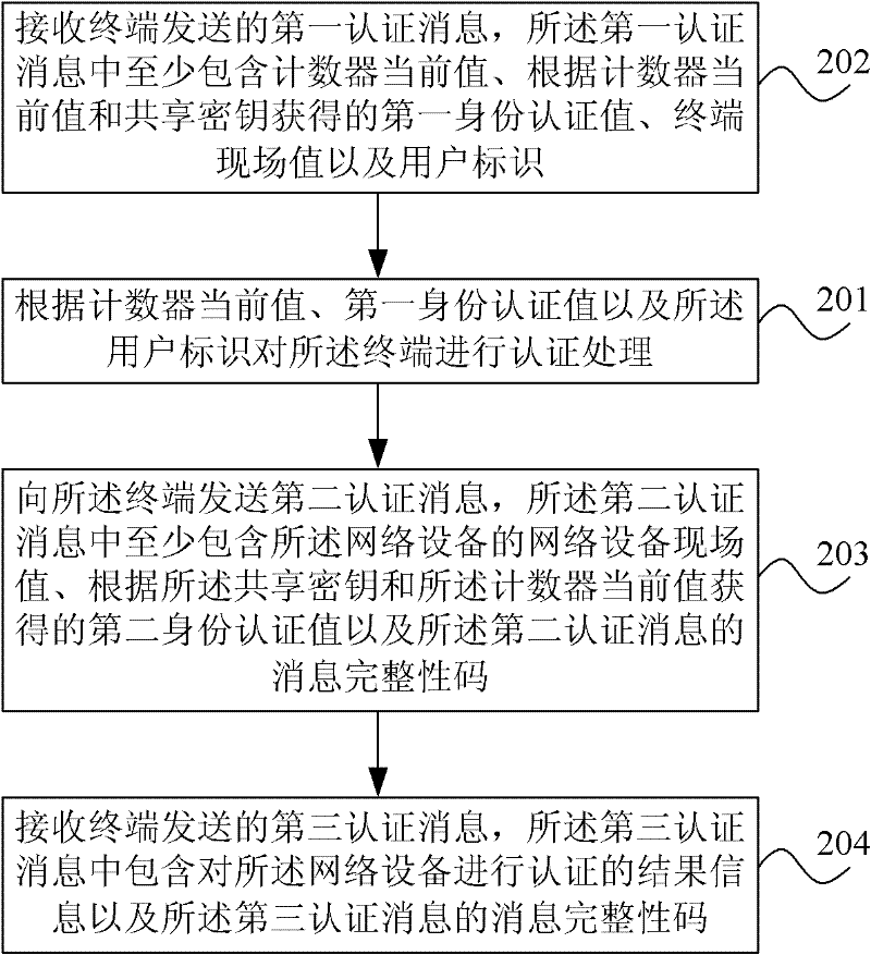 Access authentication processing method and system, terminal as well as network equipment