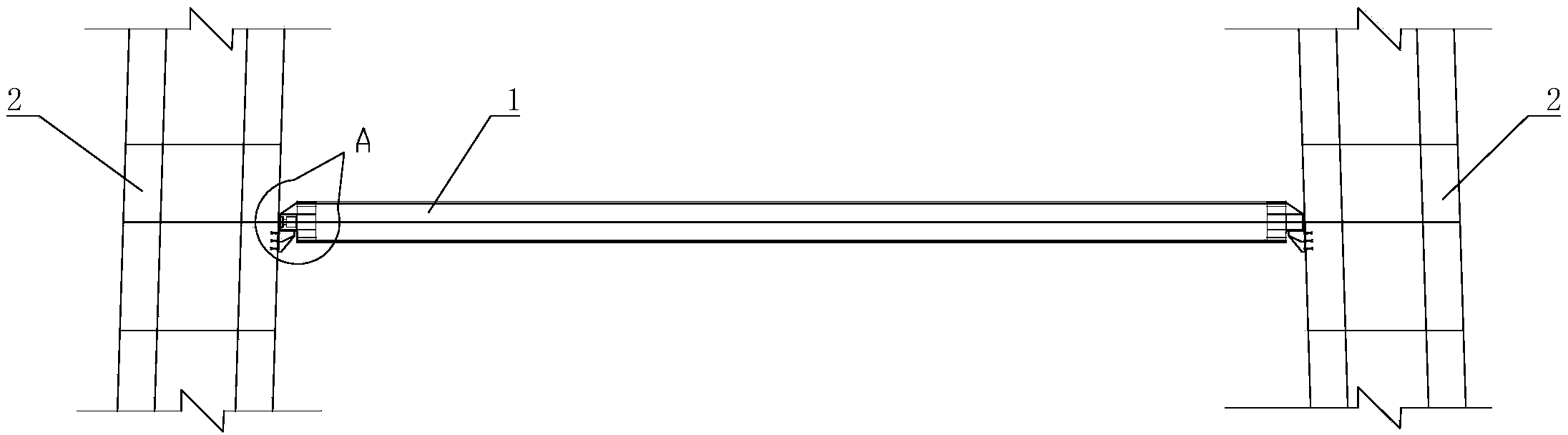 H-shaped tower column inner force adjustable temporary cross supporting structure and construction method thereof