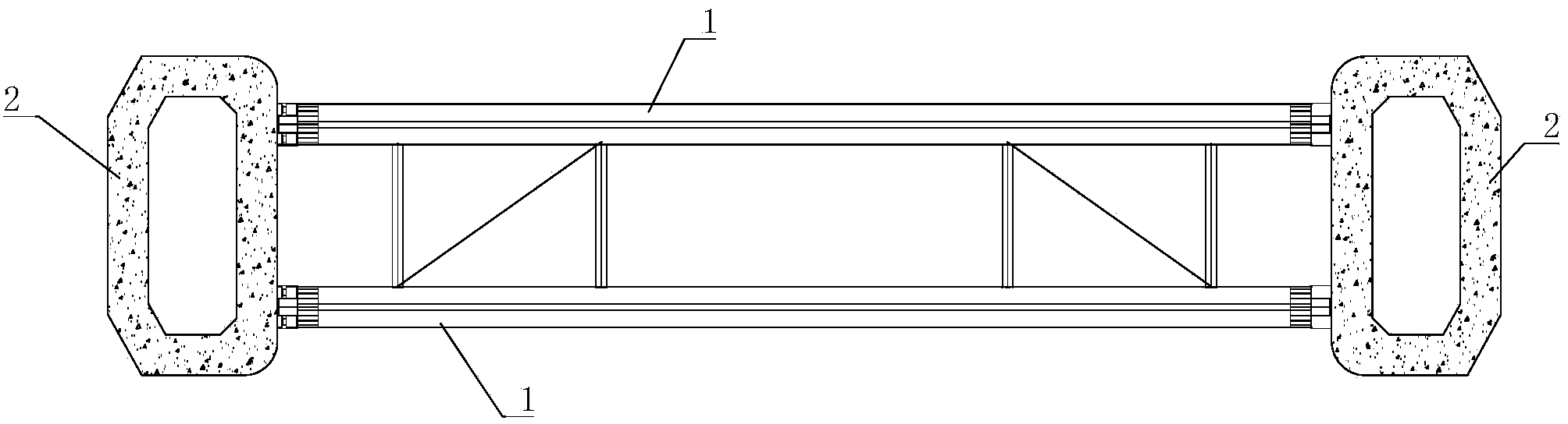 H-shaped tower column inner force adjustable temporary cross supporting structure and construction method thereof