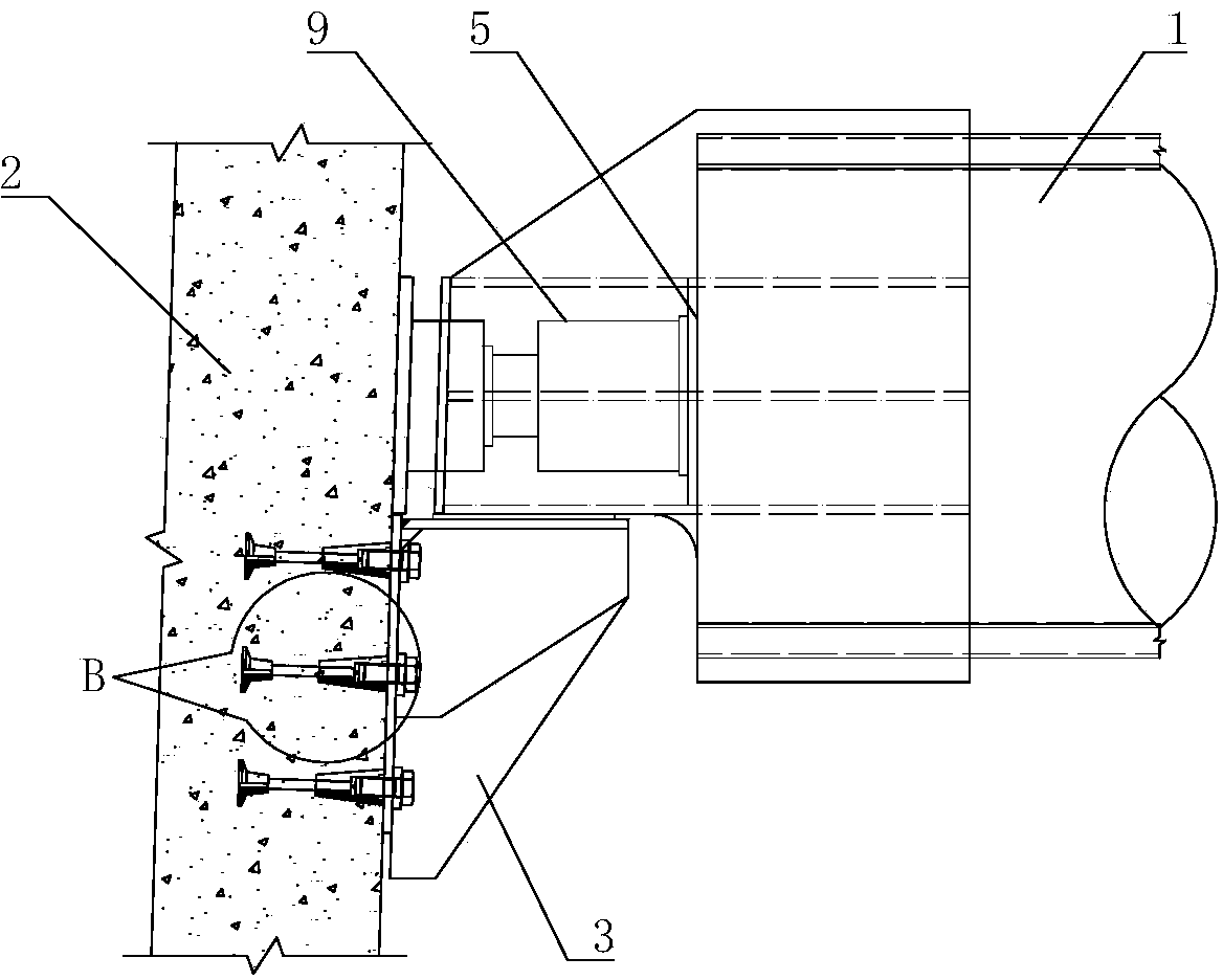 H-shaped tower column inner force adjustable temporary cross supporting structure and construction method thereof