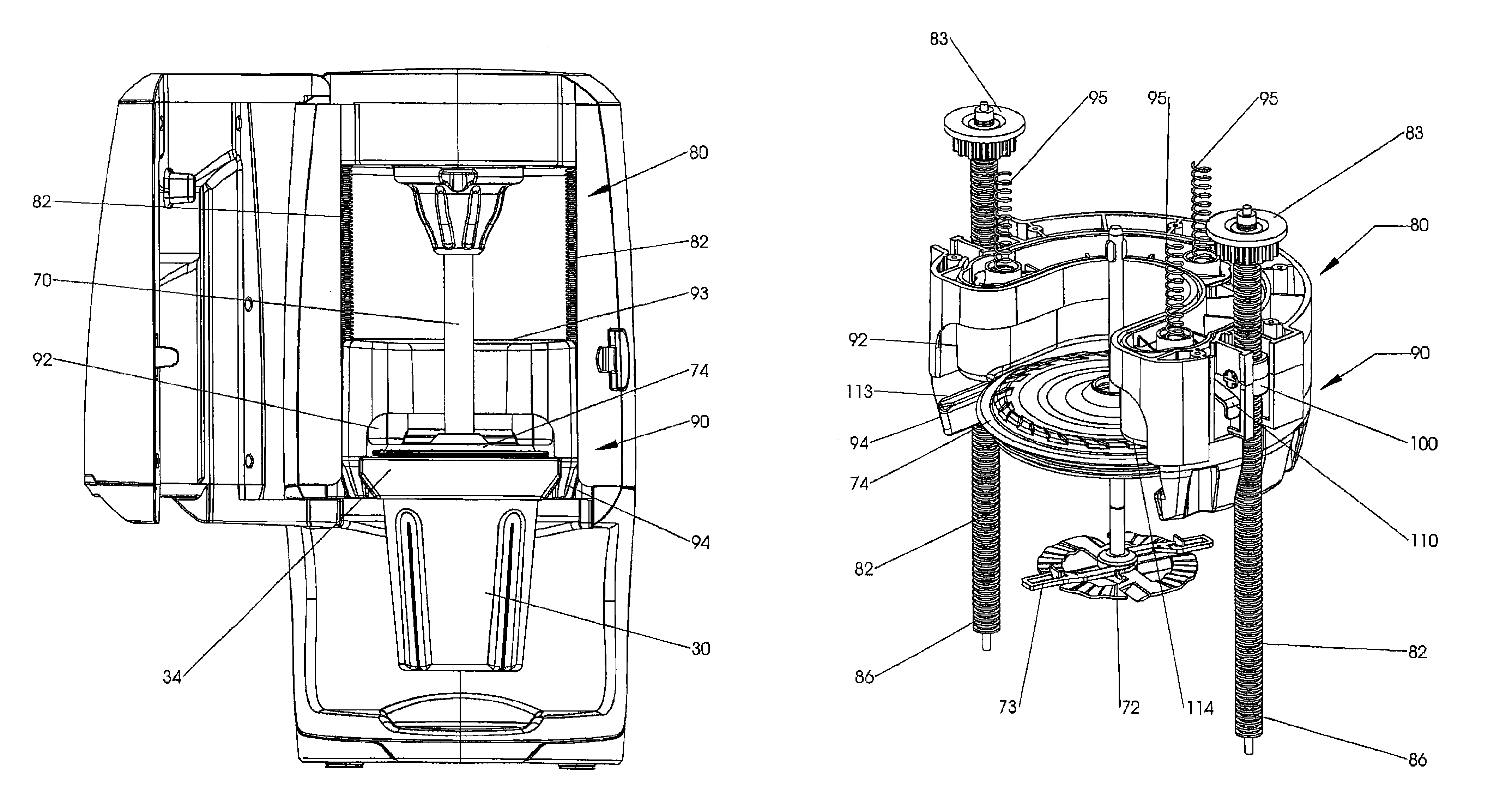 Blender with elevator assembly and removable spindle