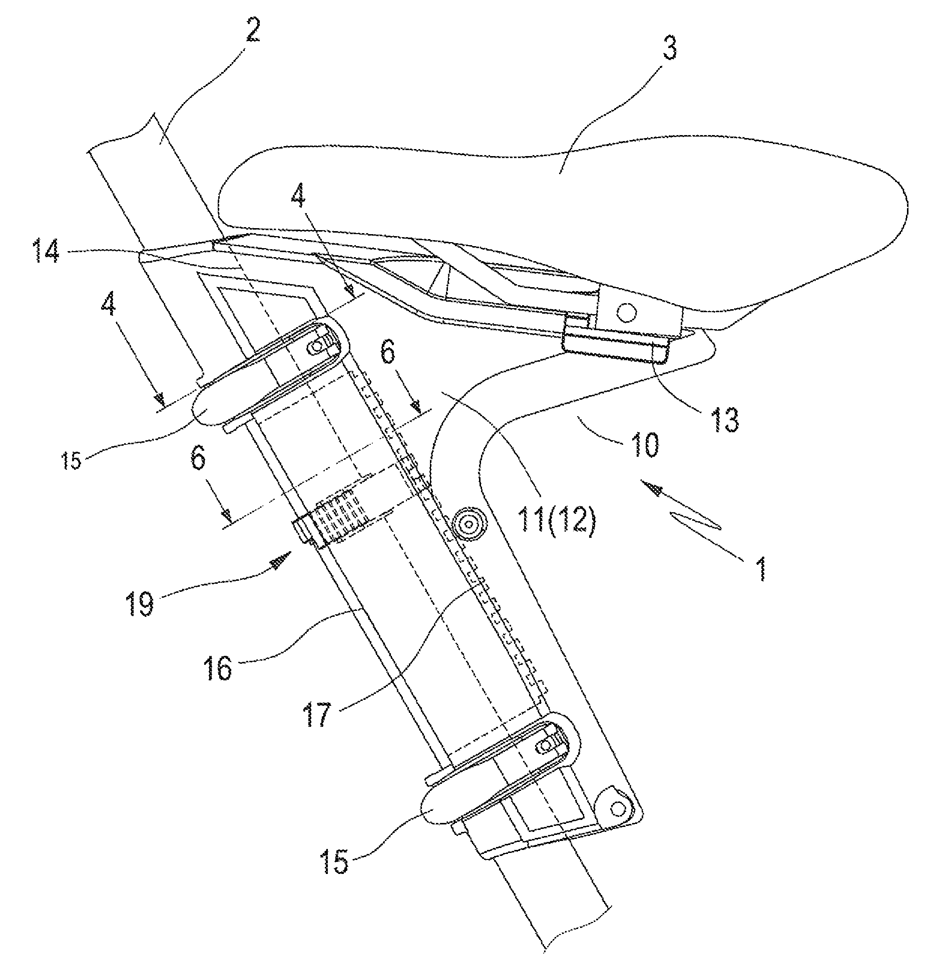 Saddle adjusting device