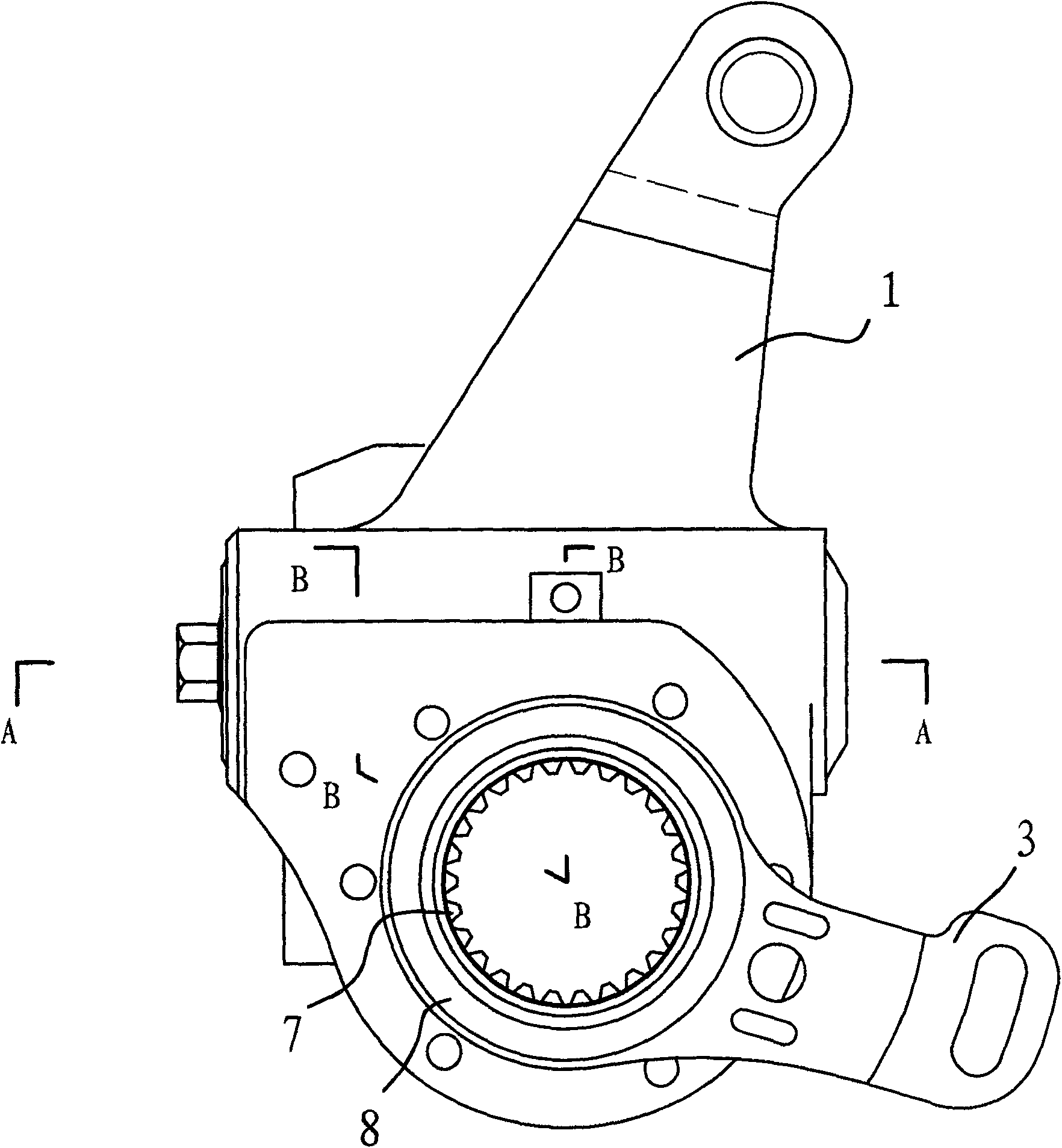 Automatic brake gap regulating arm for automobile