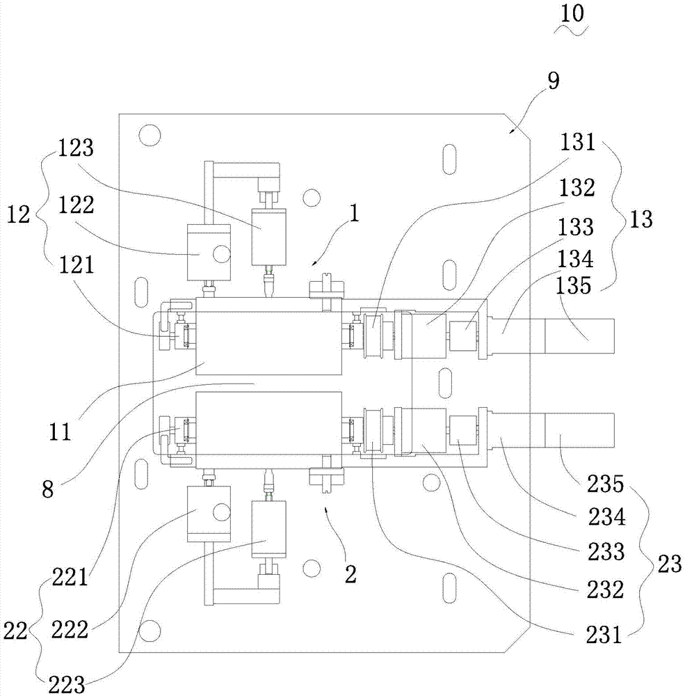 Pole piece adhesive tape pasting mechanism