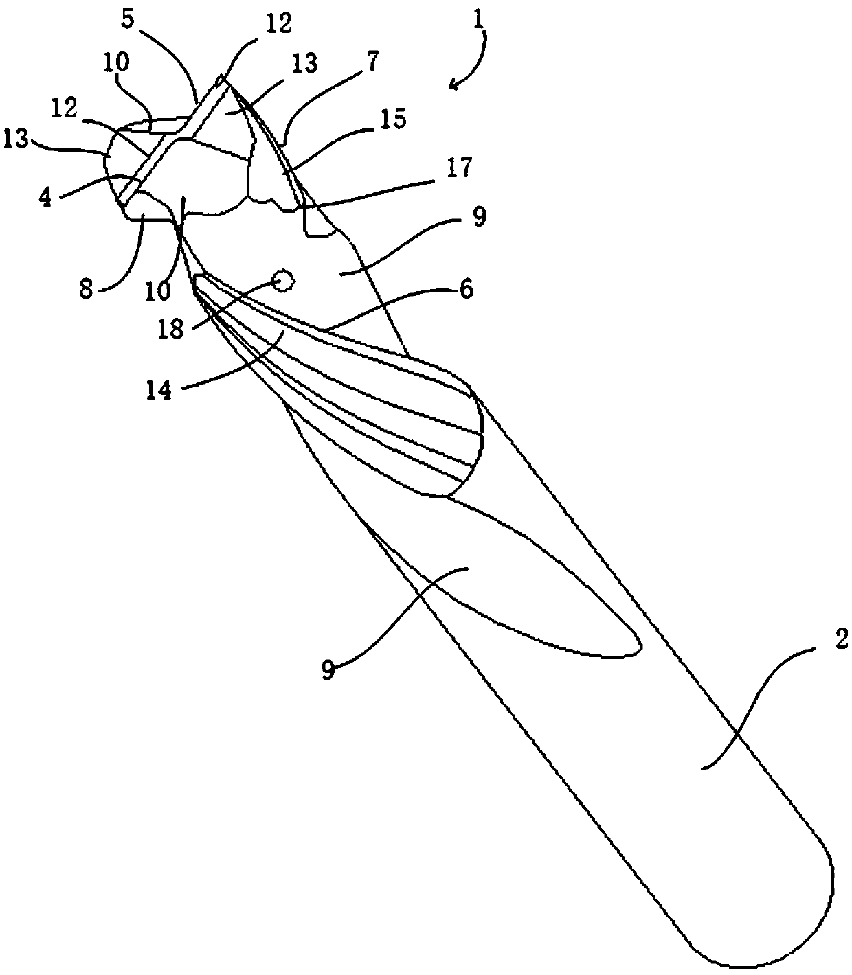 Inner-cooling composite rotating direction dry type cutting milling cutter