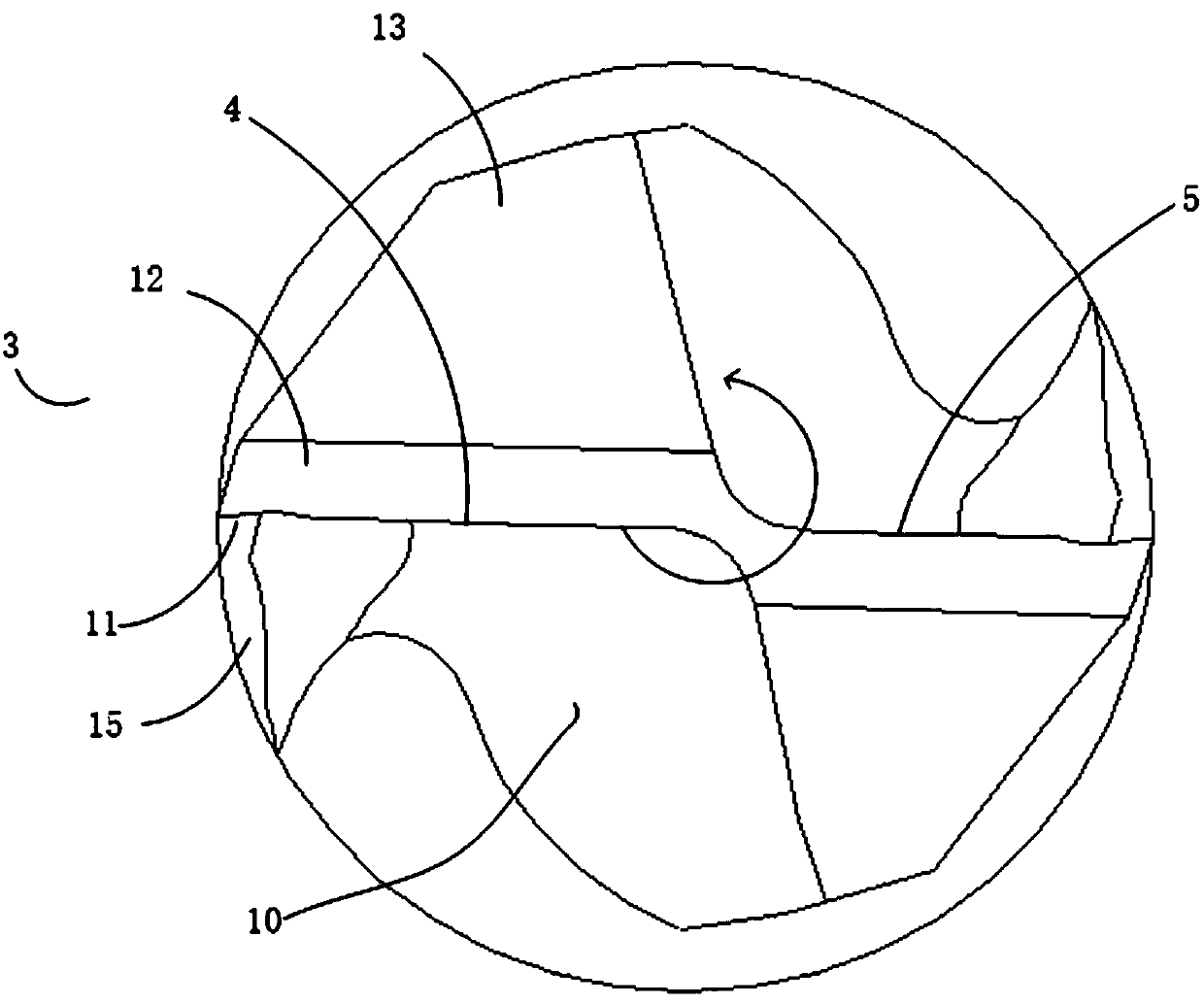 Inner-cooling composite rotating direction dry type cutting milling cutter