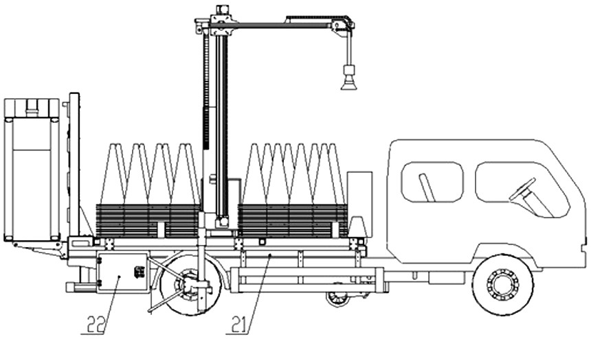 Full-automatic traffic cone collecting engineering vehicle