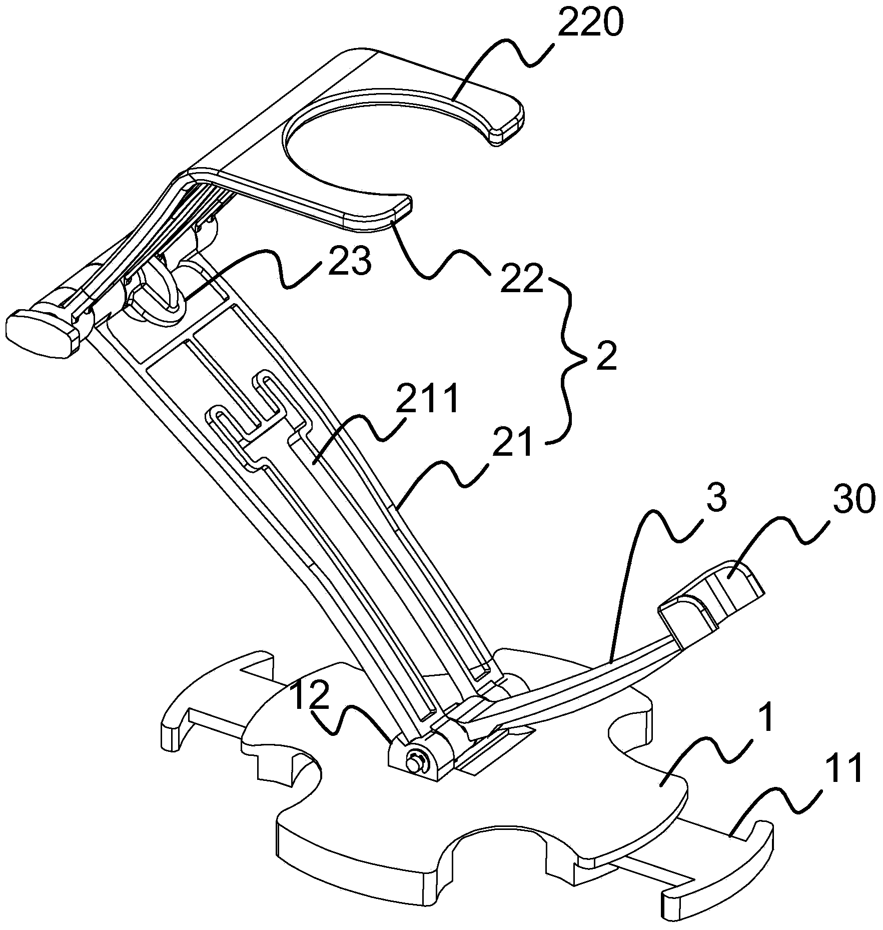 Spraying gun support frame and spraying gun assembly