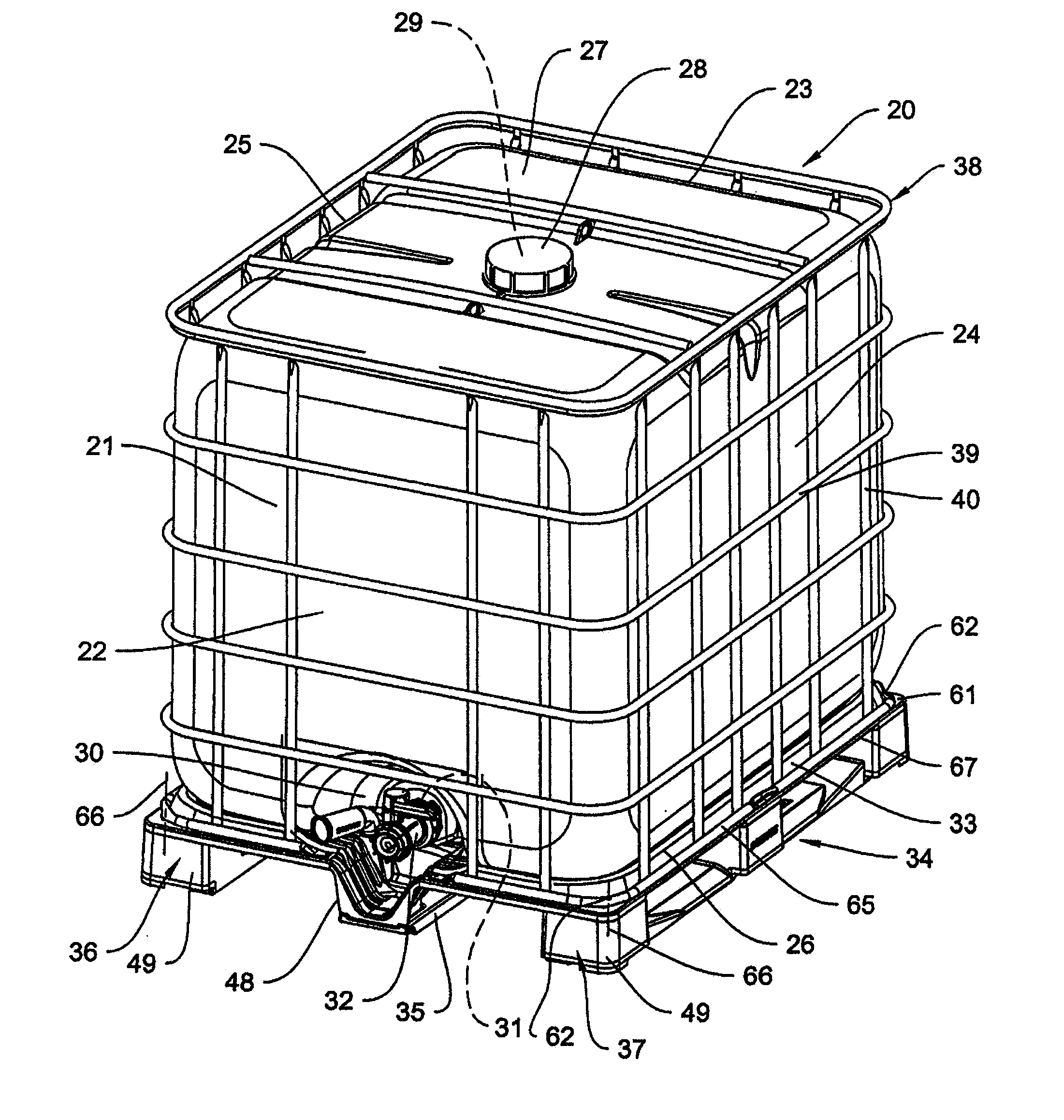 Skid Pallett For Transport And Storage Containers For Liquids