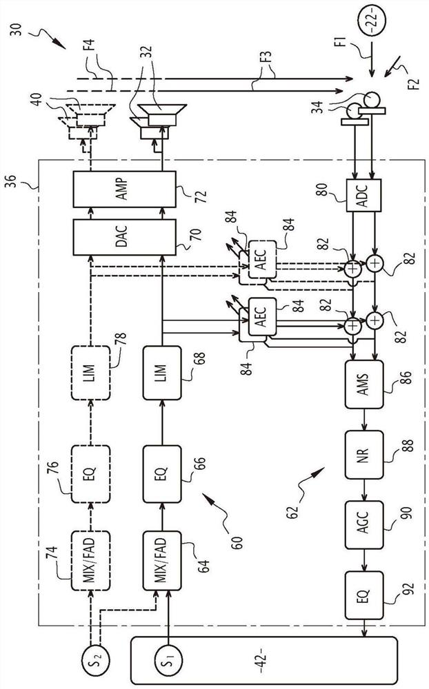 Audio system for headrest with integrated microphone, related headrest and vehicle