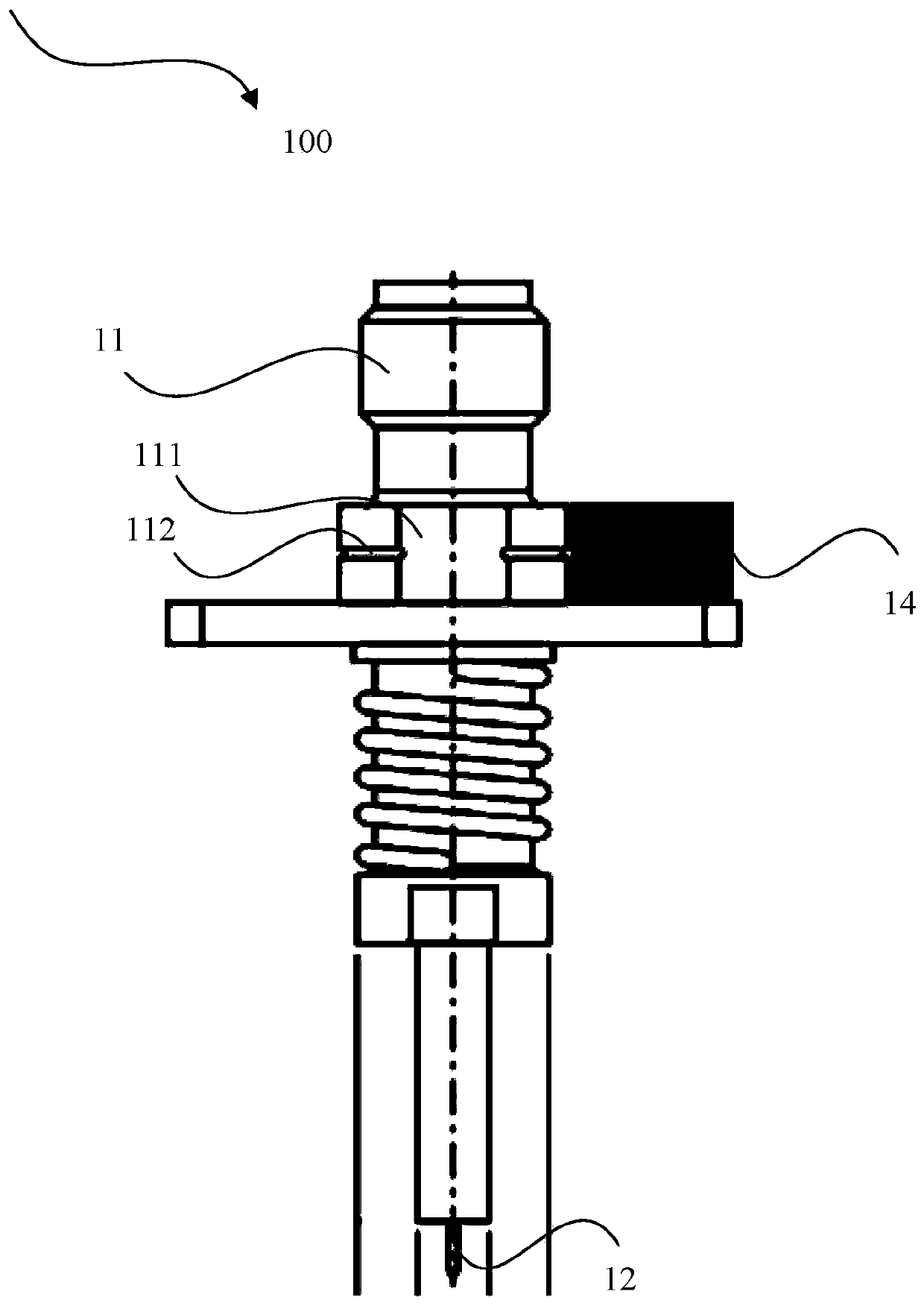 Radio frequency thimble for production test and radio frequency test system