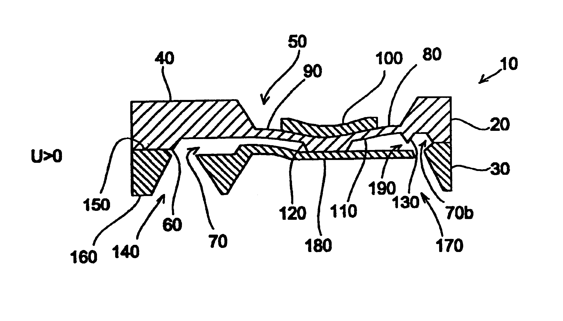 Microvalve normally in a closed position