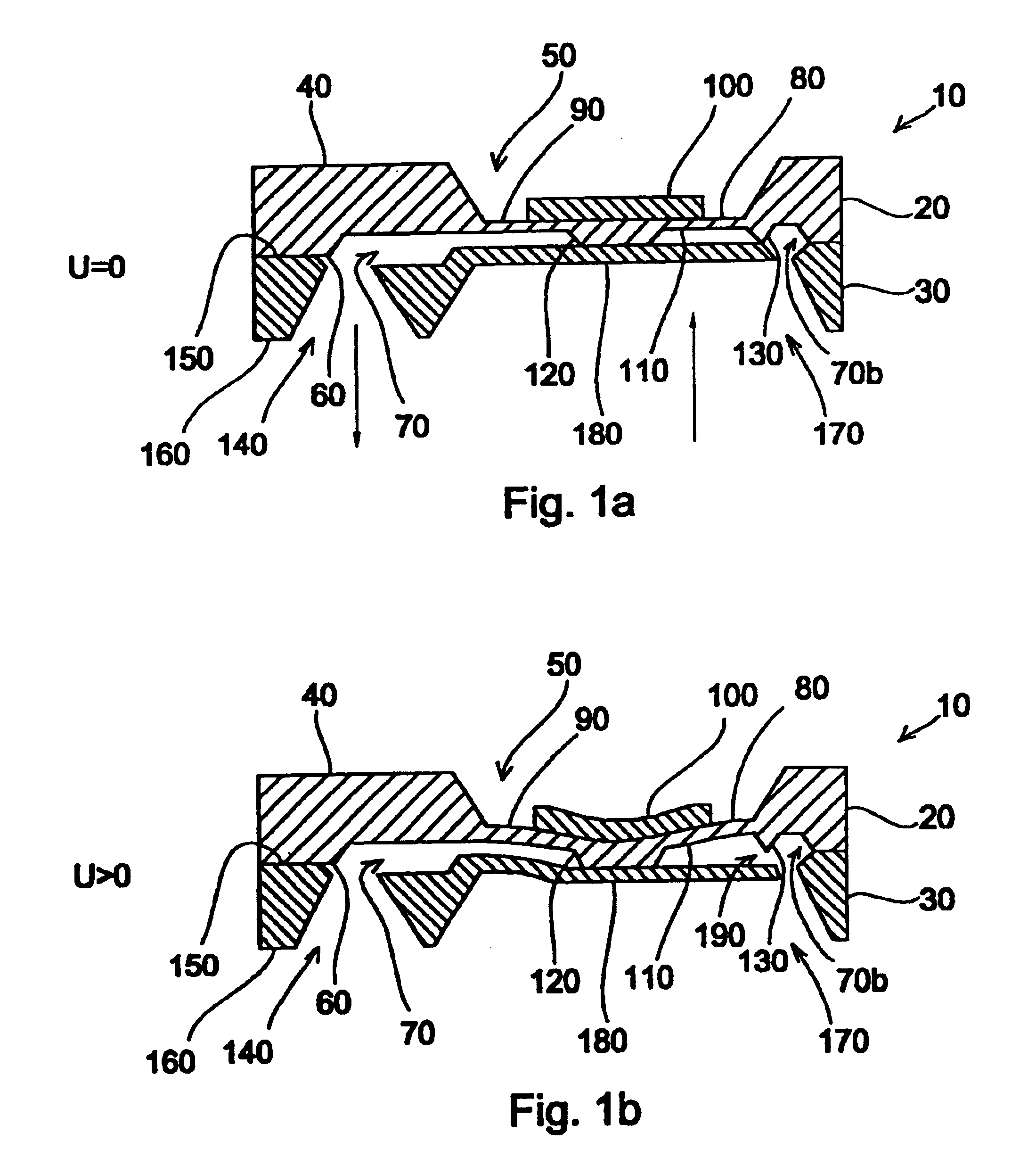 Microvalve normally in a closed position