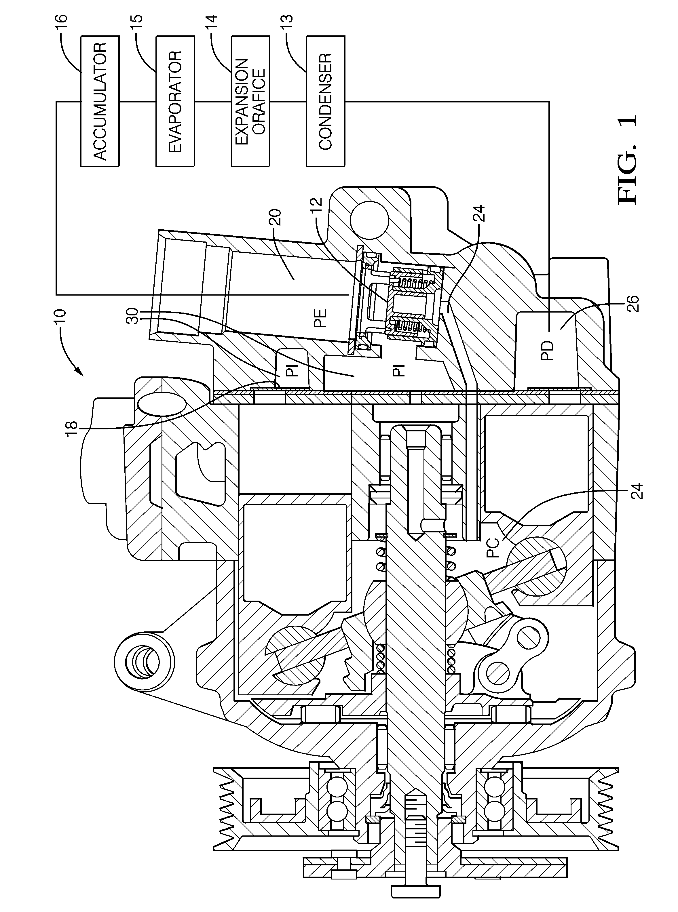 Variable displacement compressor with a compensated suction shufoff valve