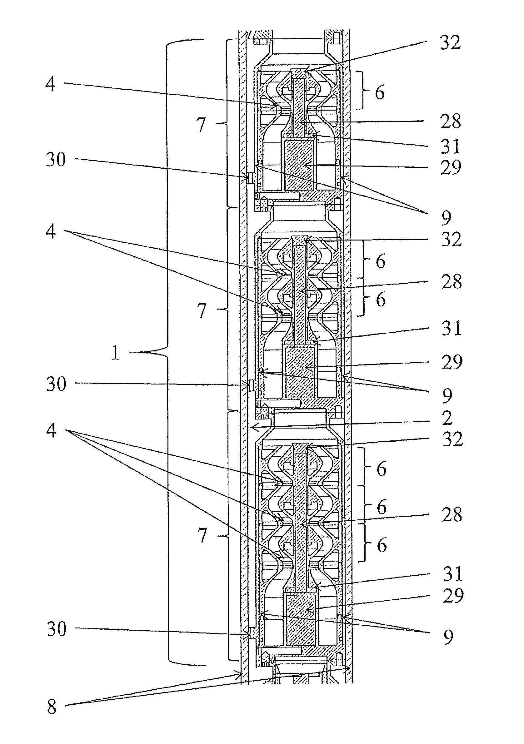 Submersible electrical well pump having nonconcentric housings