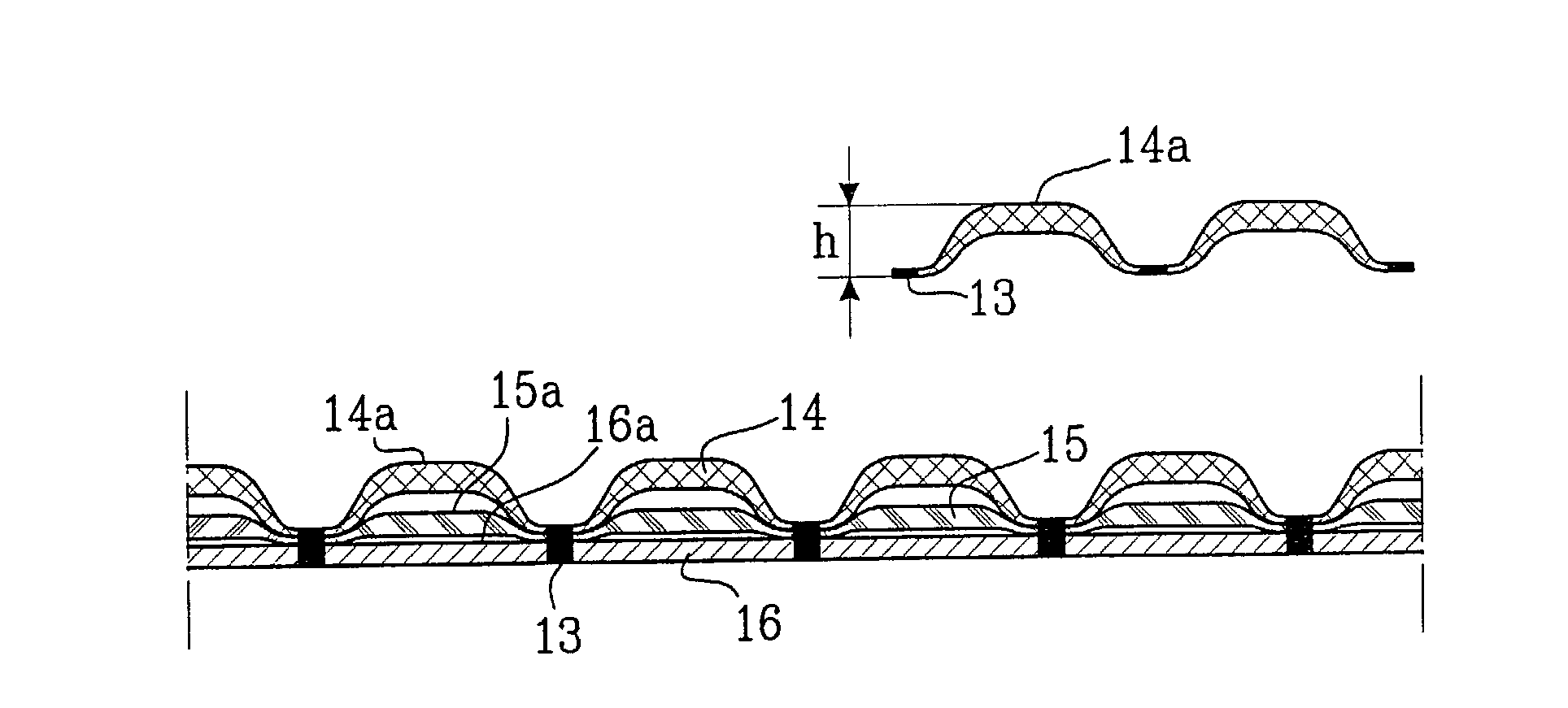 Belted absorbent article and a method of producing a laminate for use as belt material