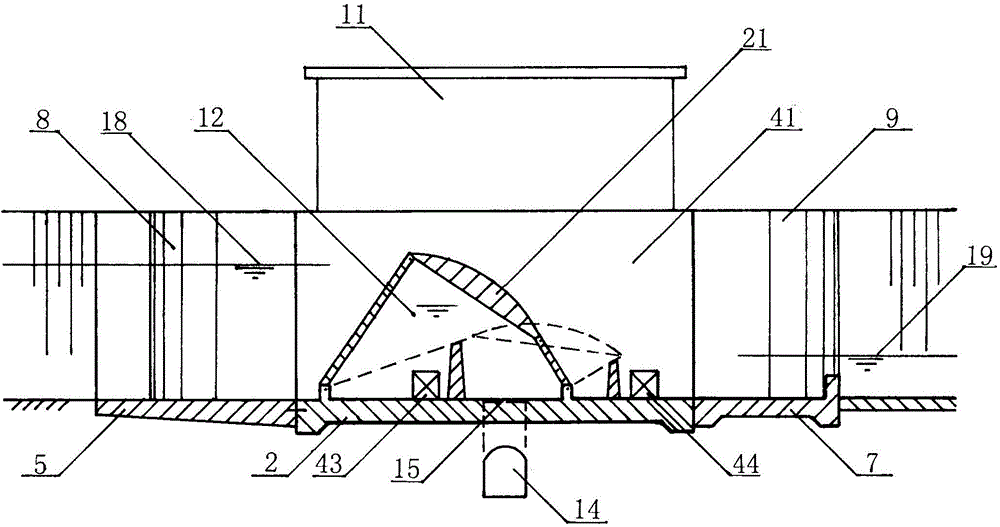 Combined type folding dam and construction method thereof