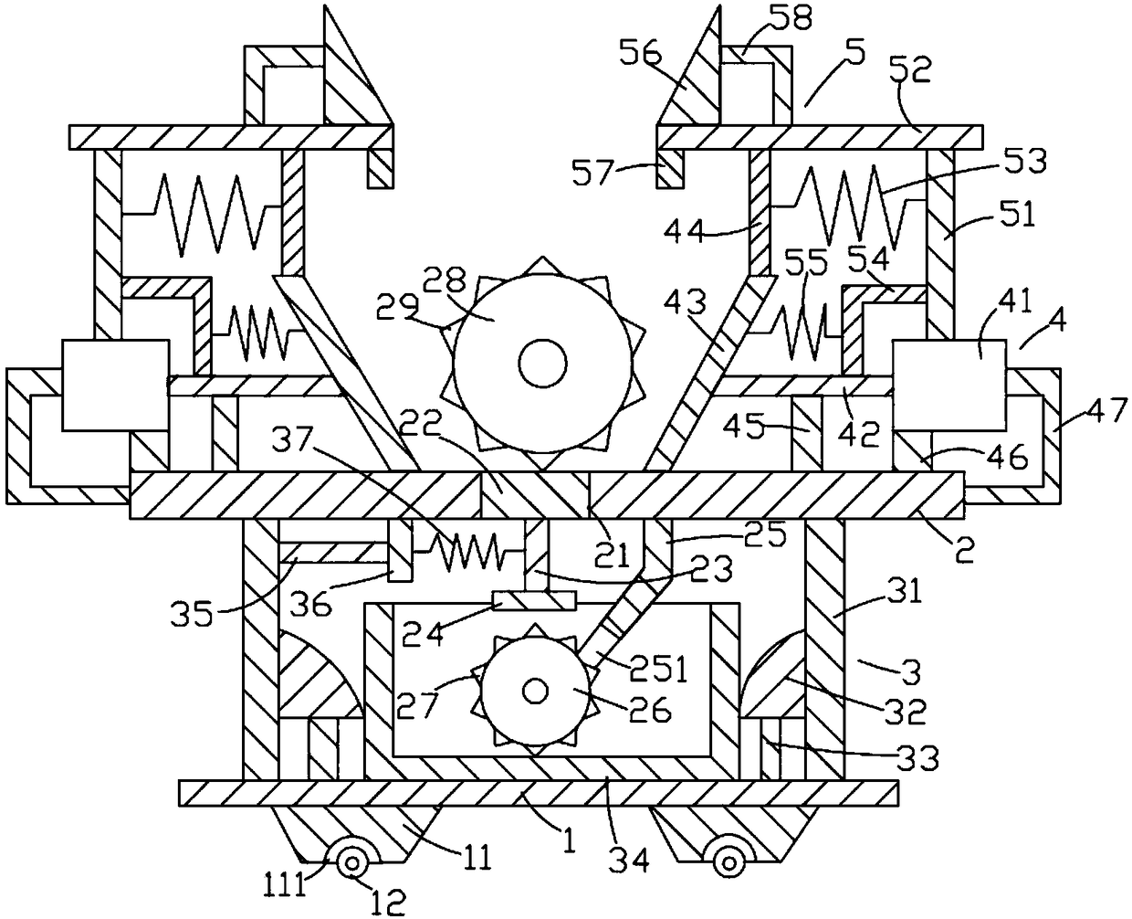 An agricultural fertilizer crushing device