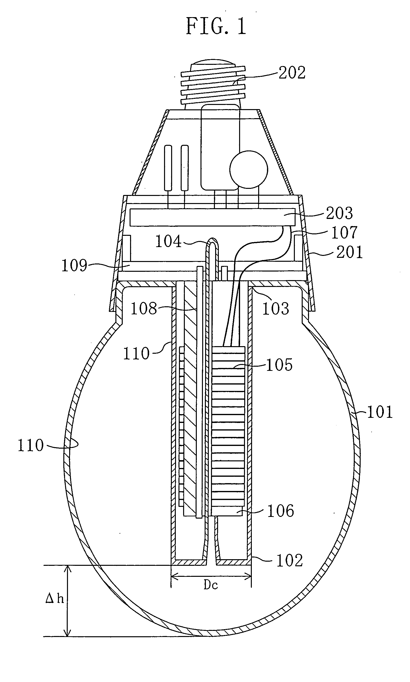 Bulb type electrodeless discharge lamp and electrodeless discharge lamp lighting device