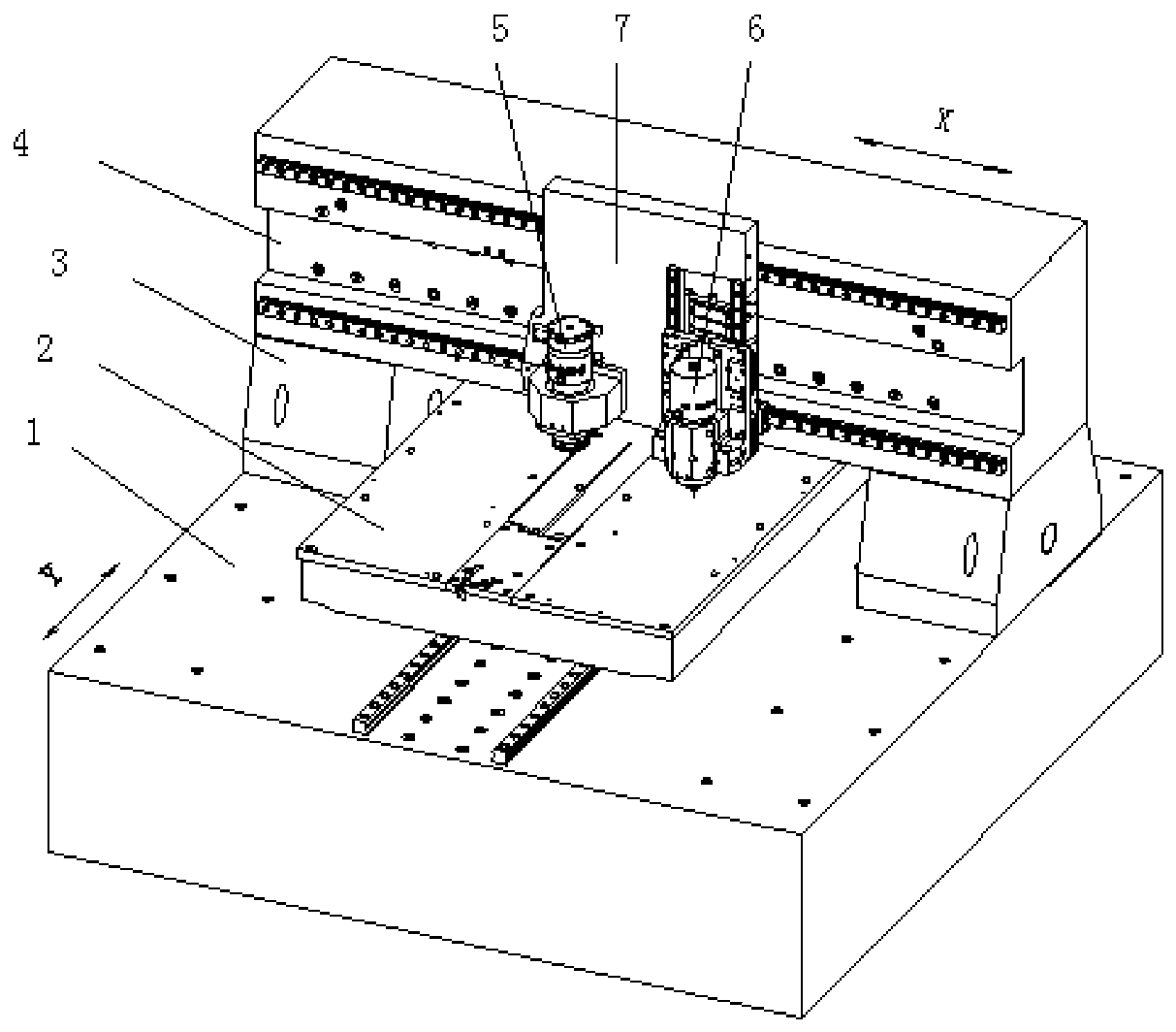 A method for calibrating the axis distance of a drilling and gong dual-purpose machine