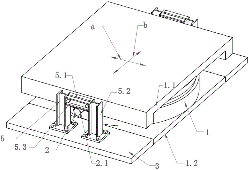 Bidirectional-limiting unidirectional-movement basin-type rubber support