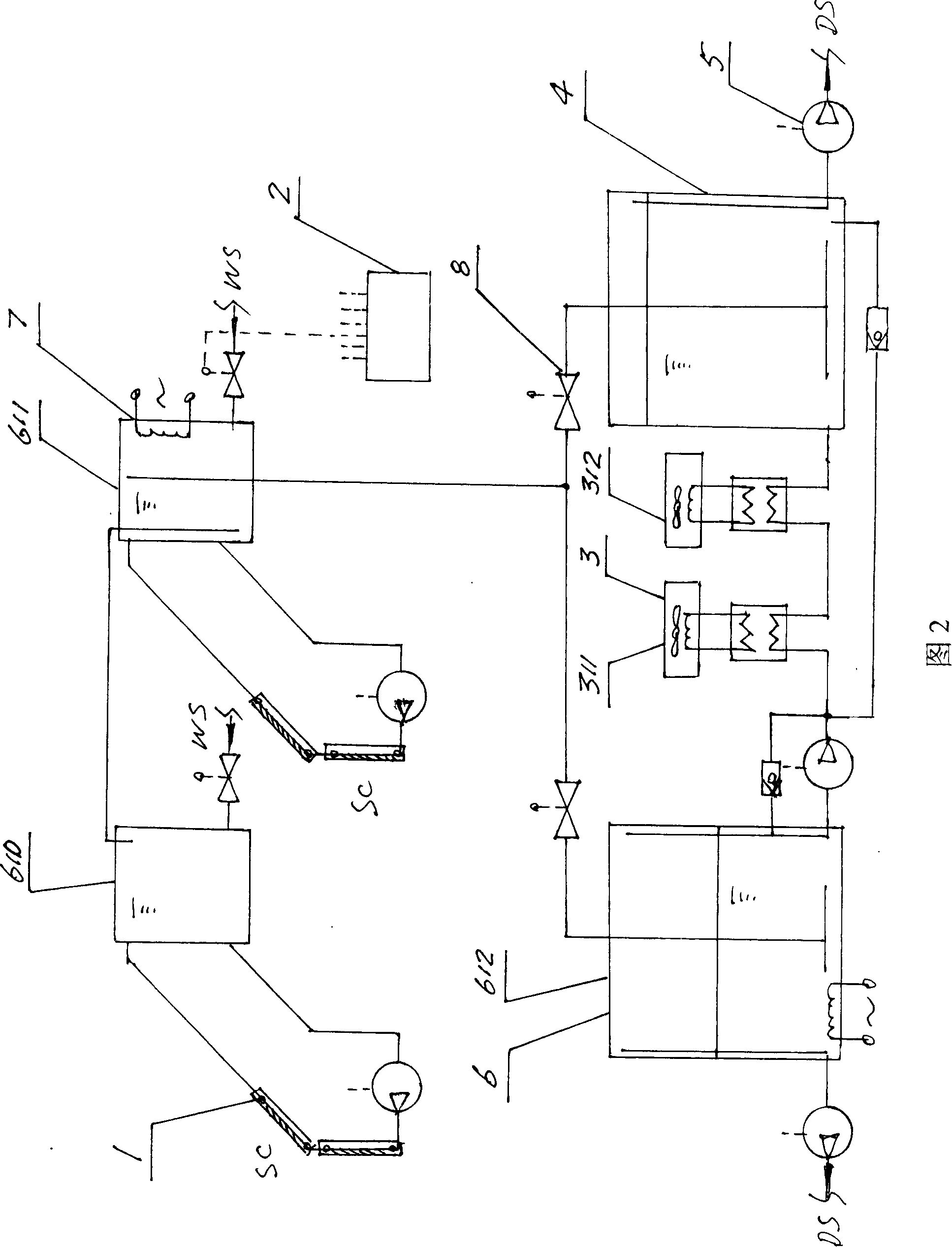 Solar, heat-pump composite, stepped-heating type energy-storage hot-water making method and special device