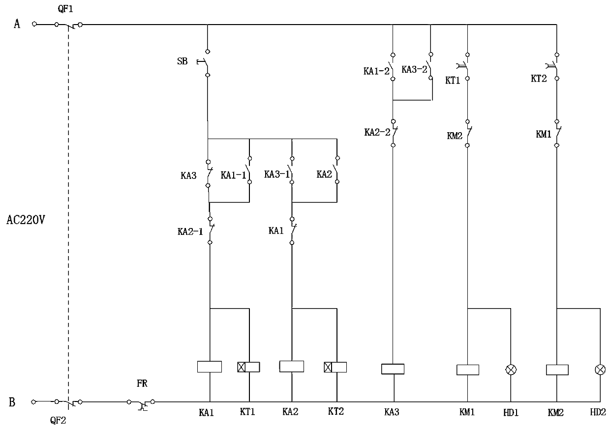 Single-button forward and reverse rotation automatic stop control circuit