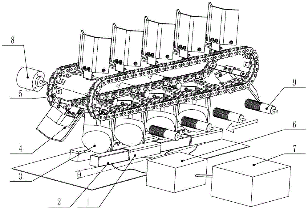 Multi-section track type online detection device and method for cracks on eggs on basis of vibrational acoustic characteristics