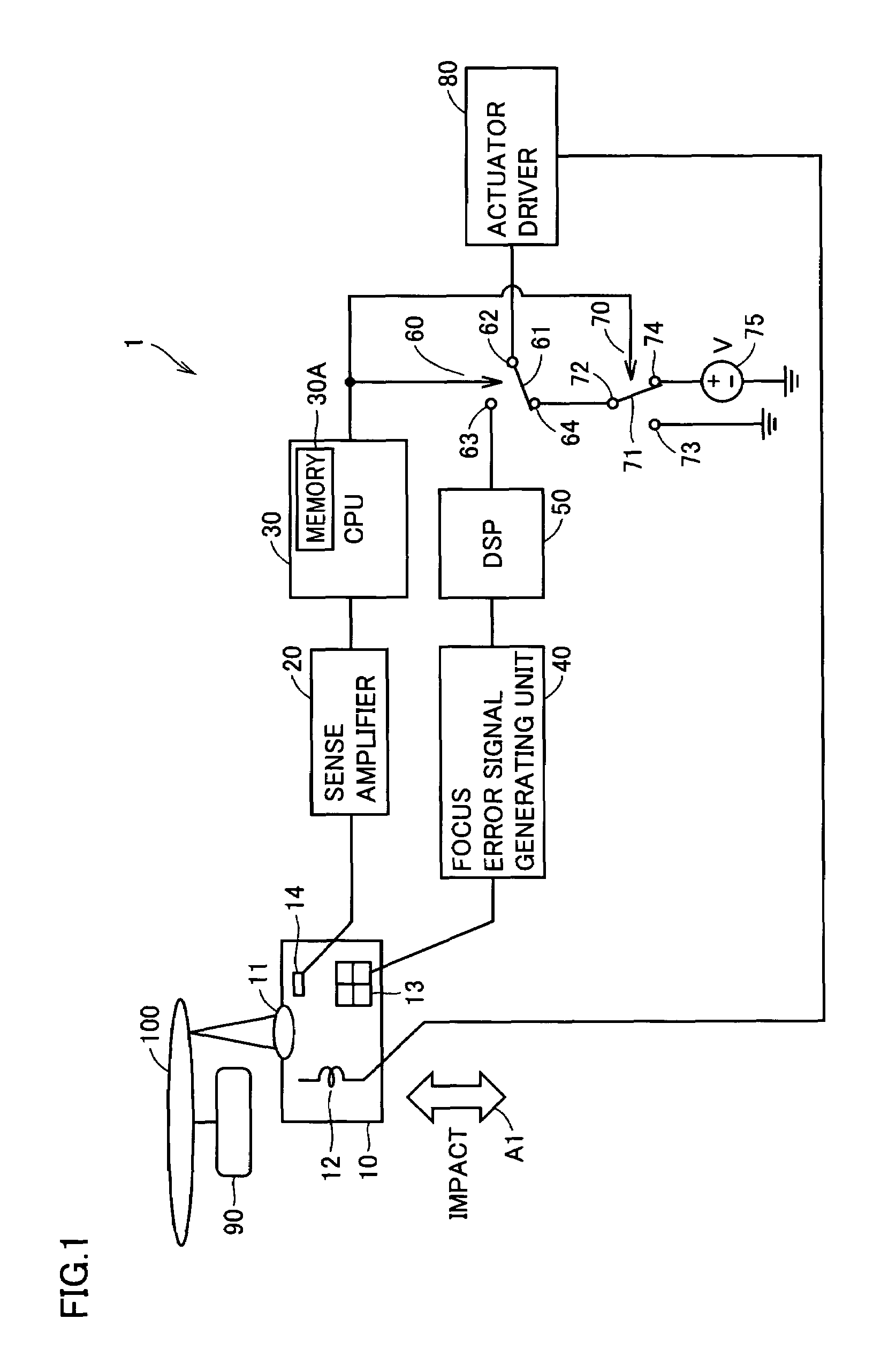 Optical disk device capable of preventing collision between disk and objective lens, and control method thereof