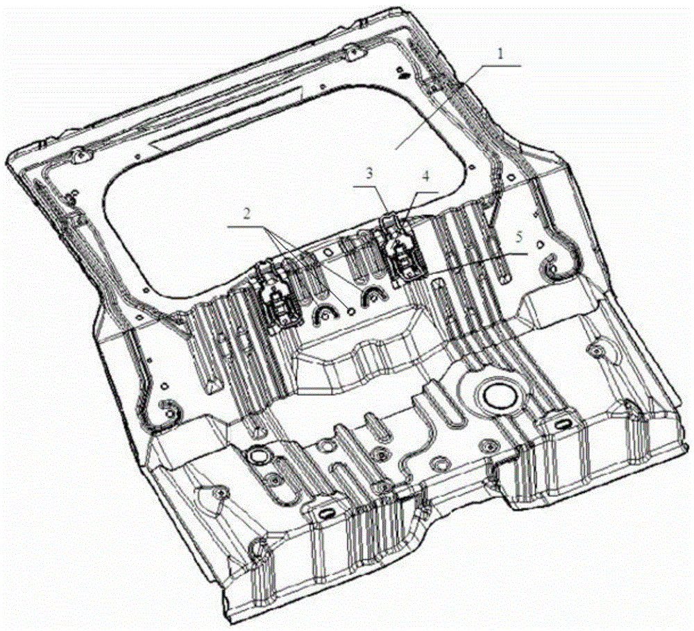 Rear floor body structure and rear floor assembly structure with rear engine